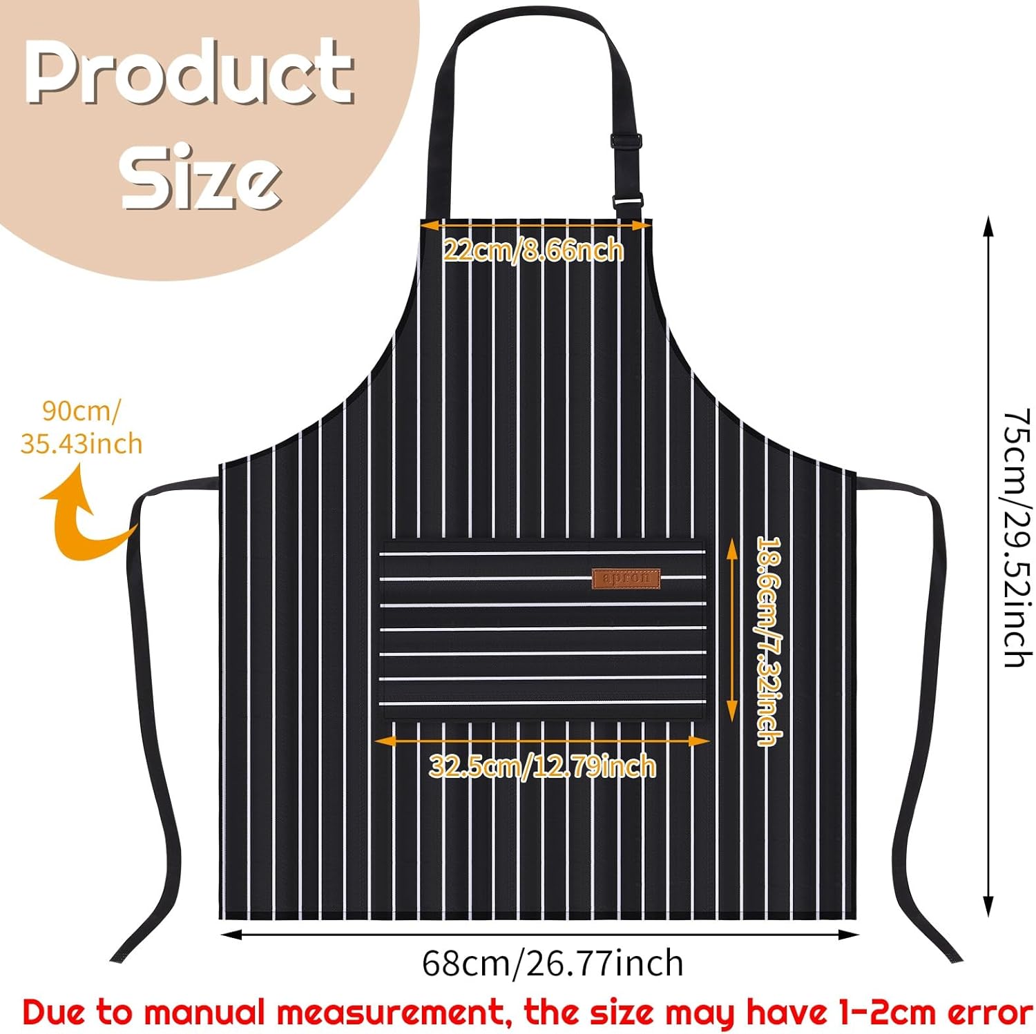 saerryor 2 Pack Unisex Adjustable Bib Apron with Pockets Cooking Kitchen Chef Women Men Aprons for Home Kitchen,Restaurant,Coffee House - Image 3
