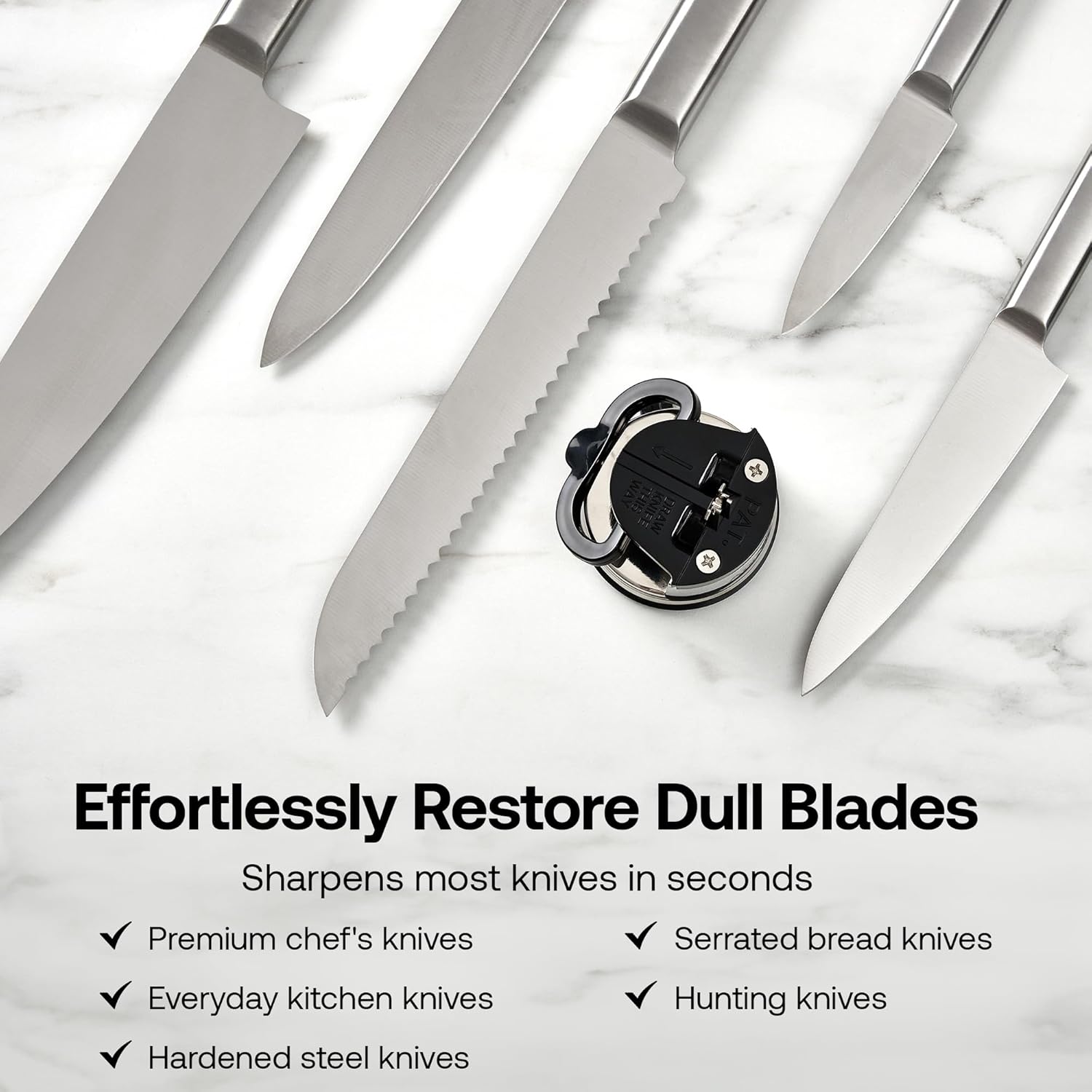 AnySharp Knife Sharpener, Hands-Free Safety, PowerGrip Suction, Safely Sharpens All Kitchen Knives, Ideal for Hardened Steel & Serrated, World's Best, Compact, One Size, Silver - Image 7