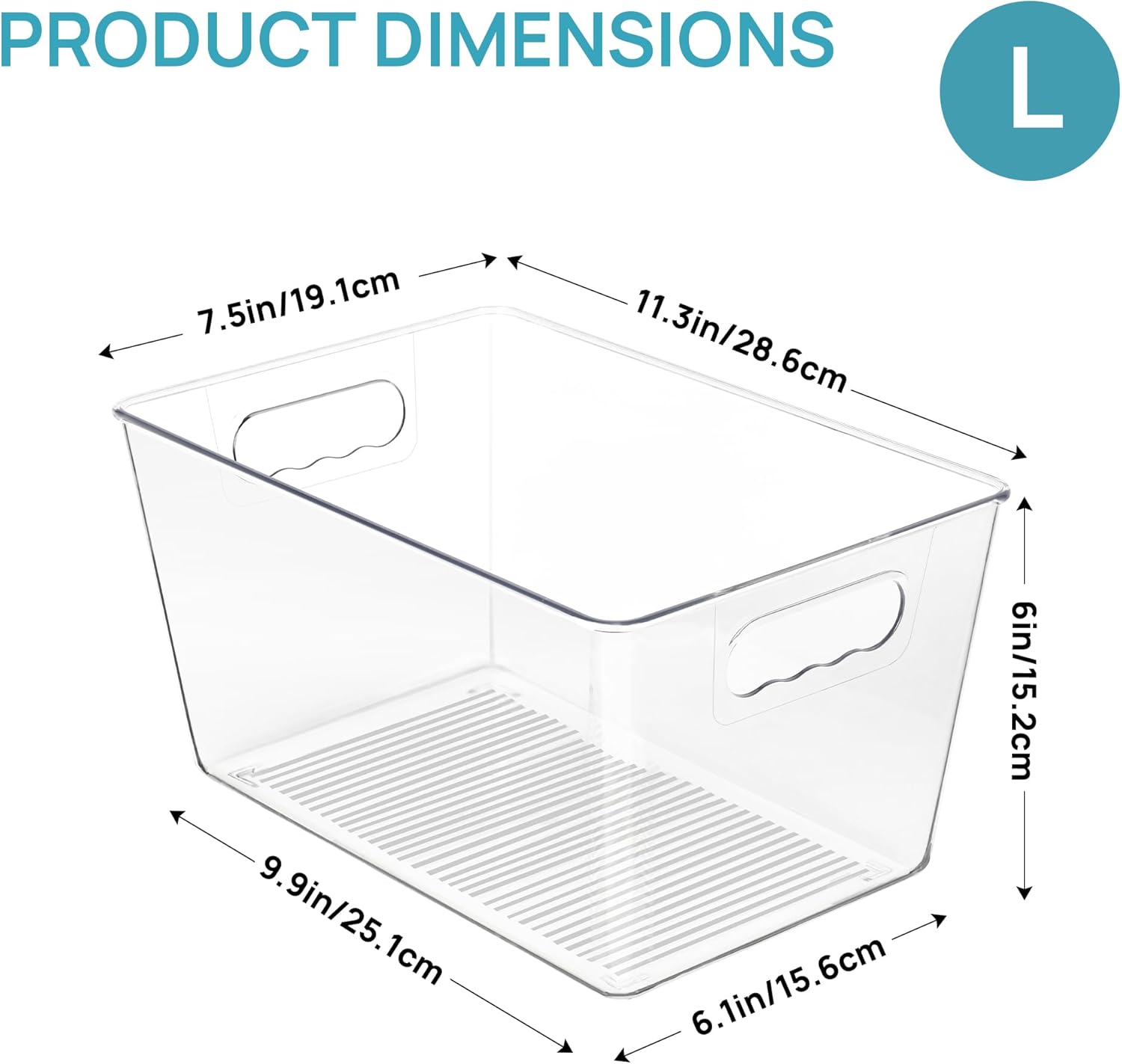 Vtopmart 6 Pack (28.6 x 15.2x 19.1 cm) Clear Plastic Storage Boxes, Kitchen Pantry Cupboard Organizers, Fridge Organizers, Bathroom Storage Box with Handle Large - Image 2
