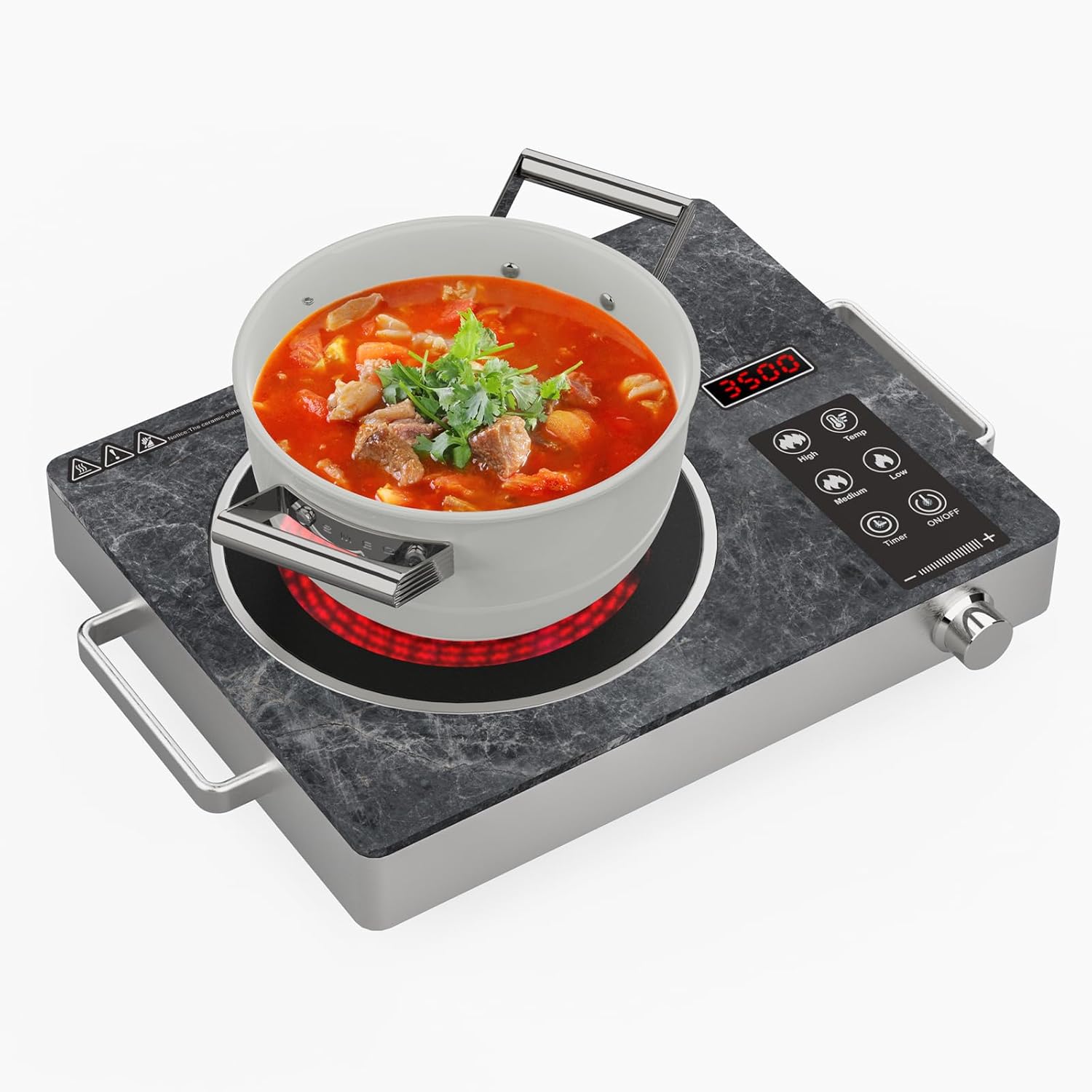 3500W Ceramic Cooktop | 230V Infrared Electric Hob | Compatible with All Flat-Bottom Pots | Microcrystalline Glass | Eco-Friendly & Safe | Premium Marble Design