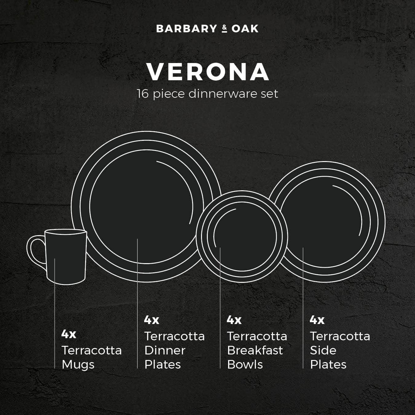 Barbary & Oak BO867014STN Verona 16-Piece Dinnerware Set, Crafted In Terracotta, Stone - Image 9
