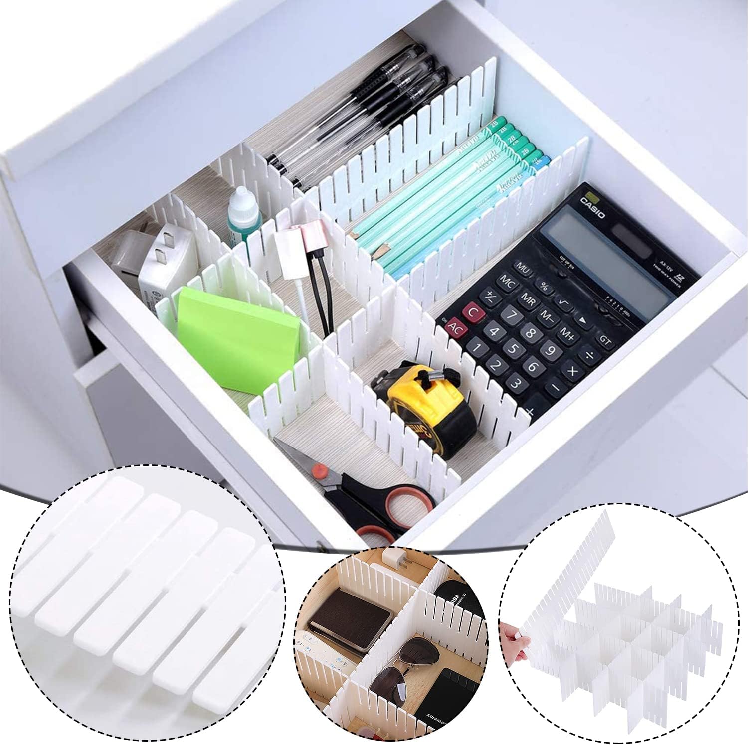GIAK 16 PCS Drawer Dividers Adjustable Drawer Organizer White Drawer Organiser 32 x 7 cm DIY Cut at Will for Socks, Underwear, Makeup, Kitchen, Bedroom, Dresser - Image 6
