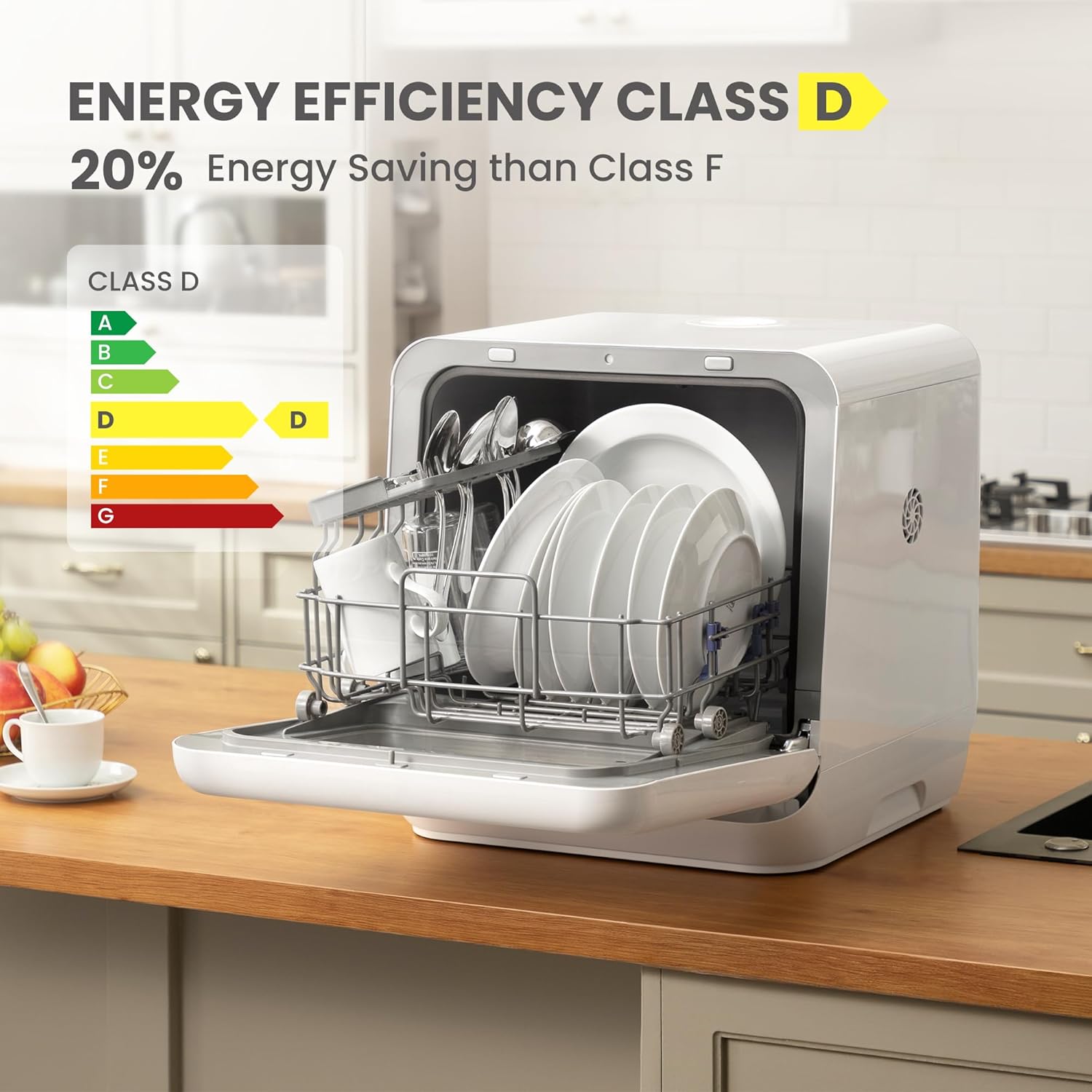 COMFEE‘ Table Top Dishwasher, Mini Countertop Dishwasher with 6+3 Programs, Steam Wash, Baby Care & Fruit Wash, No plumbing, Delay Start, 72H Storage, Perfect for Singles or Couples - Image 9