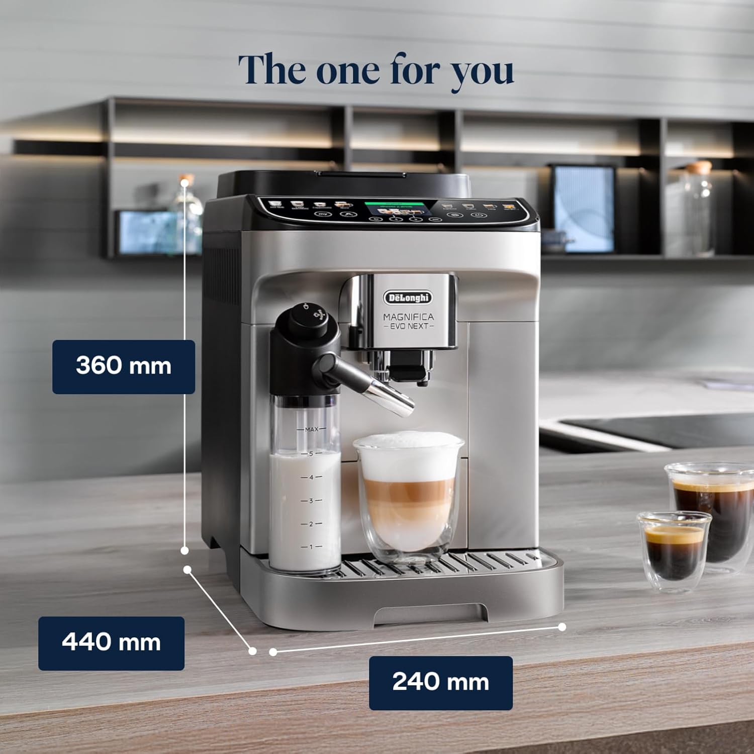 De’Longhi Magnifica Evo Next - Perfetto Automatic Coffee Machine with LatteCrema Automatic Milk Frothing, 13 One-Touch Drinks, Colour Touch Display, Silver Black (ECAM310.80.SB) - Image 8