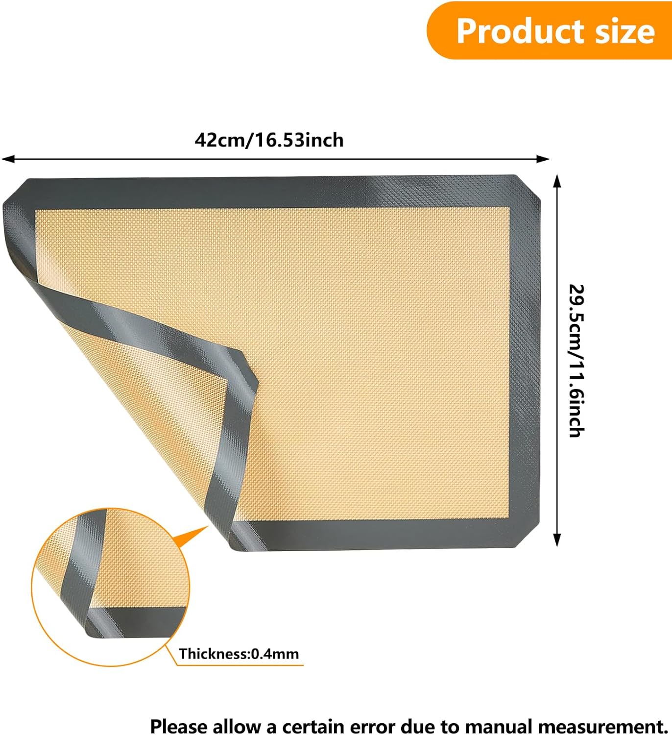 3 Pack Silicone Baking Mat, 16.5"x11.6"(42 x 29.5 cm), BPA Free Non-Stick Bakeware Mat Set, Heat-Resistant, Reusable Silicone Baking Sheets for Microwave Oven, Baking Tray, Baking Pan - Image 2