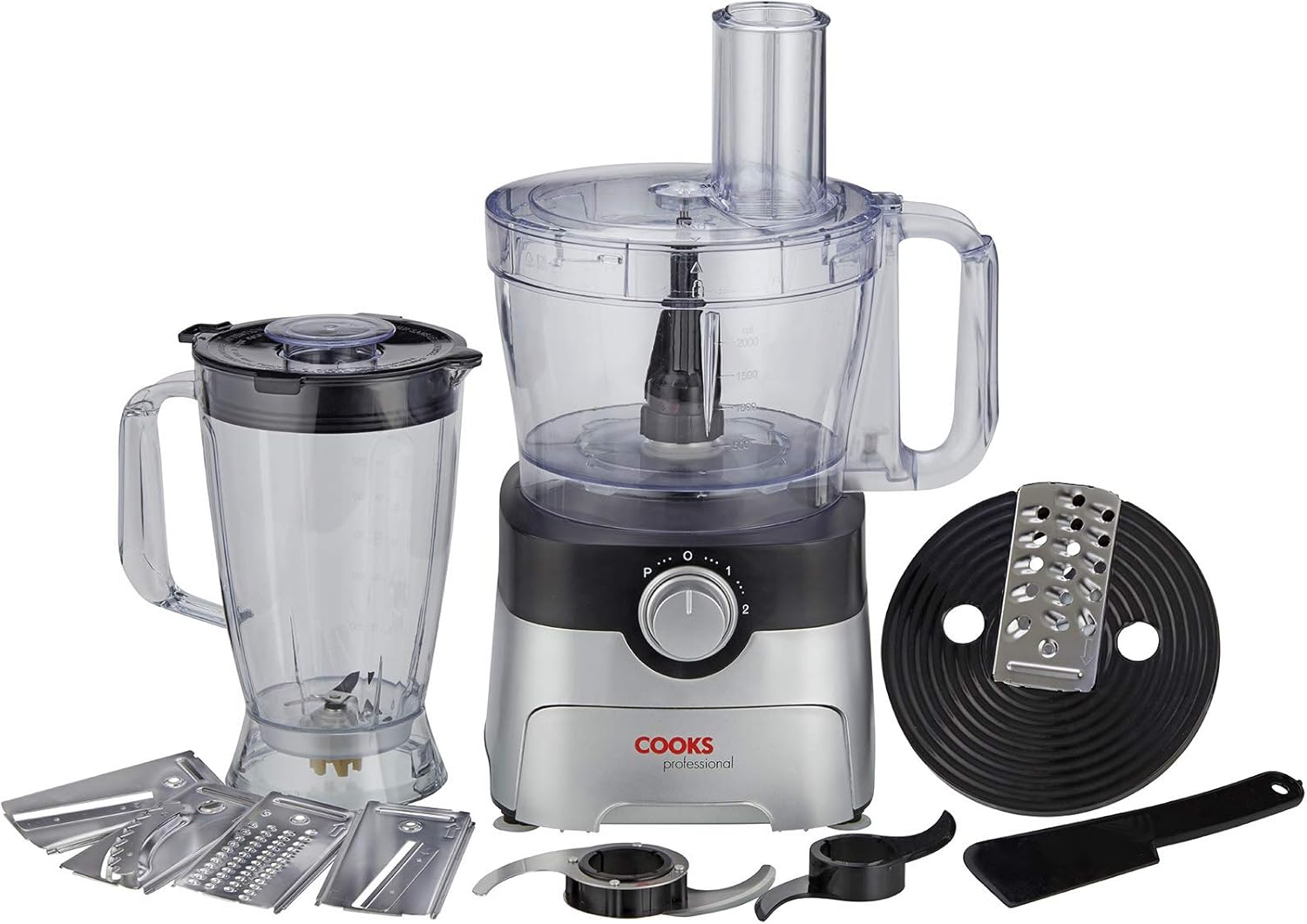 Cooks Professional Food Processor 1000W with 7 Blades, 2L Mixing Bowl & 1.8L Blender Jug | Multifunction Kitchen Chopper & Blender Tool for Chopping Slicing Grating Kneading Blending | Black & Silver - Image 9
