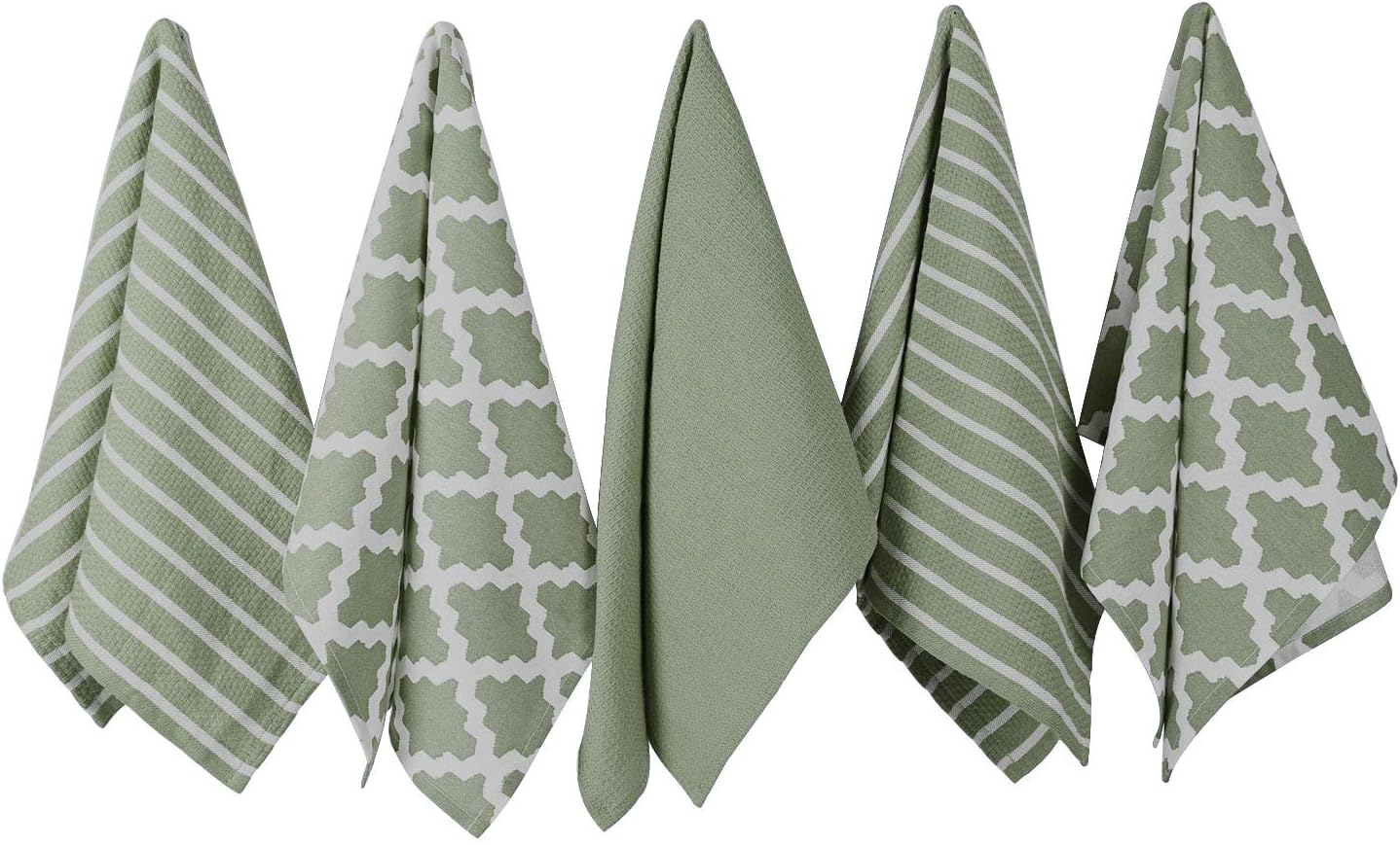 Penguin Home Premium 100% Pure Cotton Tea Towel for Kitchen, Set of 5 Kitchen Towels, Soft & Durable Kitchen Cloths Towel Set, Machine Washable, 65 x 45 cm Colour - Sage
