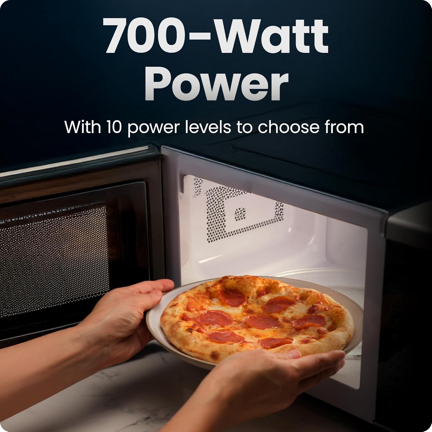 Chefman 20L Countertop Microwave Oven, 10 Power Levels 700W, 3 Cooking Presets with One-Touch Express Cook, Child Safety Lock, & Mute Button - Black - Image 4