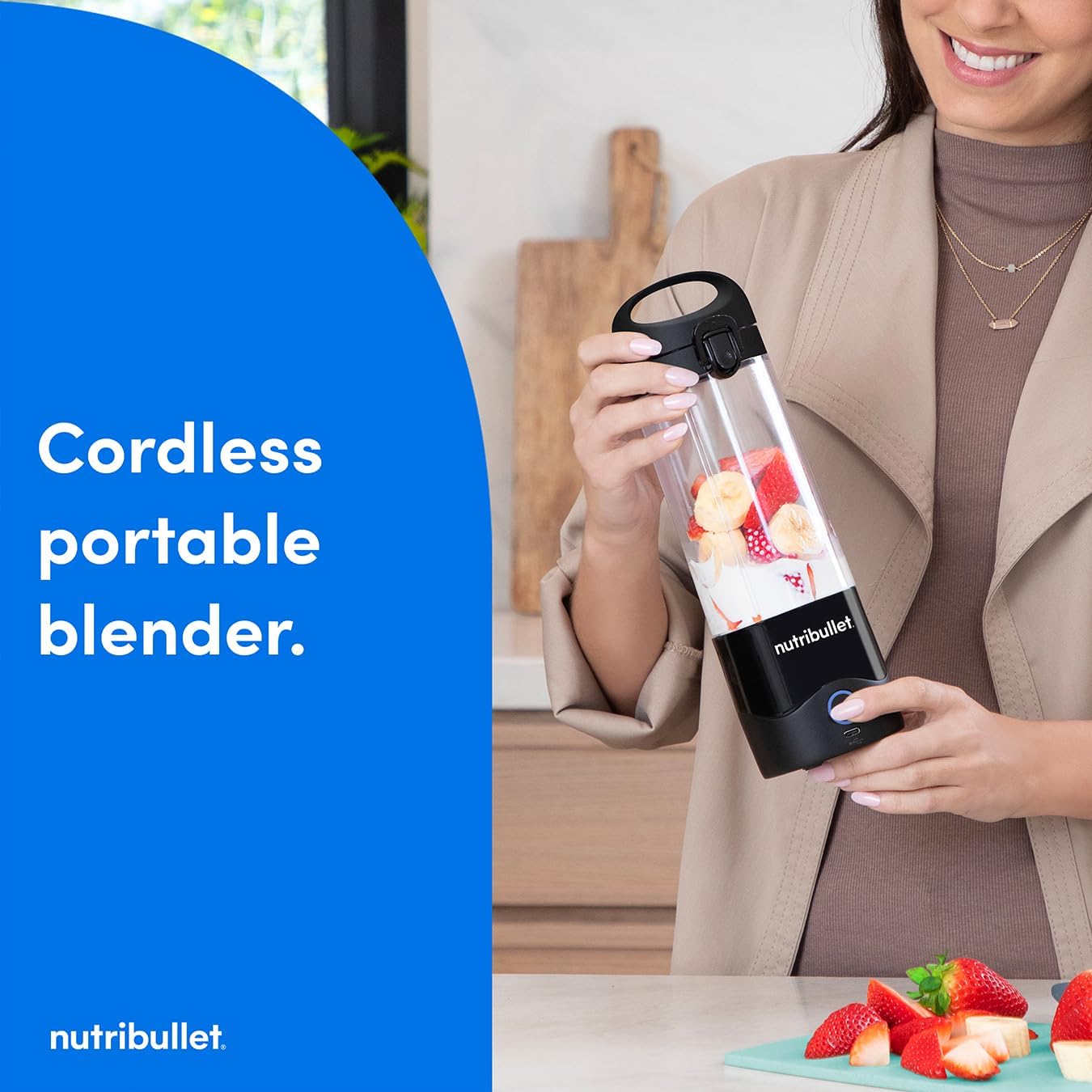 nutribullet Portable Blender in Black - Powerful Extractor Blade, 475ml Cup, To-Go Lid, USB-C Charging Cable & User Guide - Delivers 15+ Blending Cycles - Healthy Shakes On The Move - Image 4