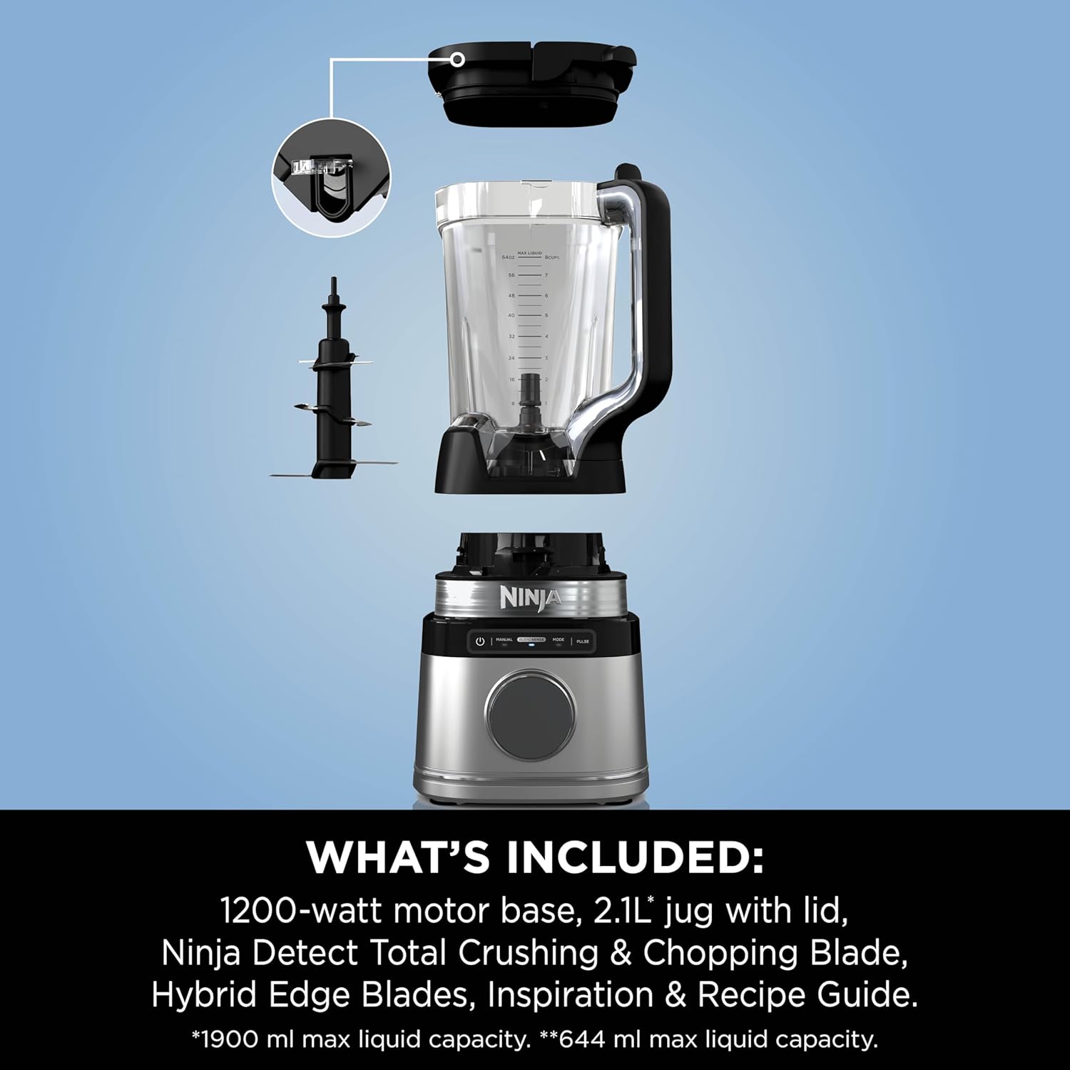 Ninja Detect Power Blender Pro 1200W with 2L Jug (1900ml Max Liquid Capacity), Powerful Blender for Blending Smoothies, Chopping Vegetables & Mixing Frozen Drinks, Black, TB201UK - Image 10