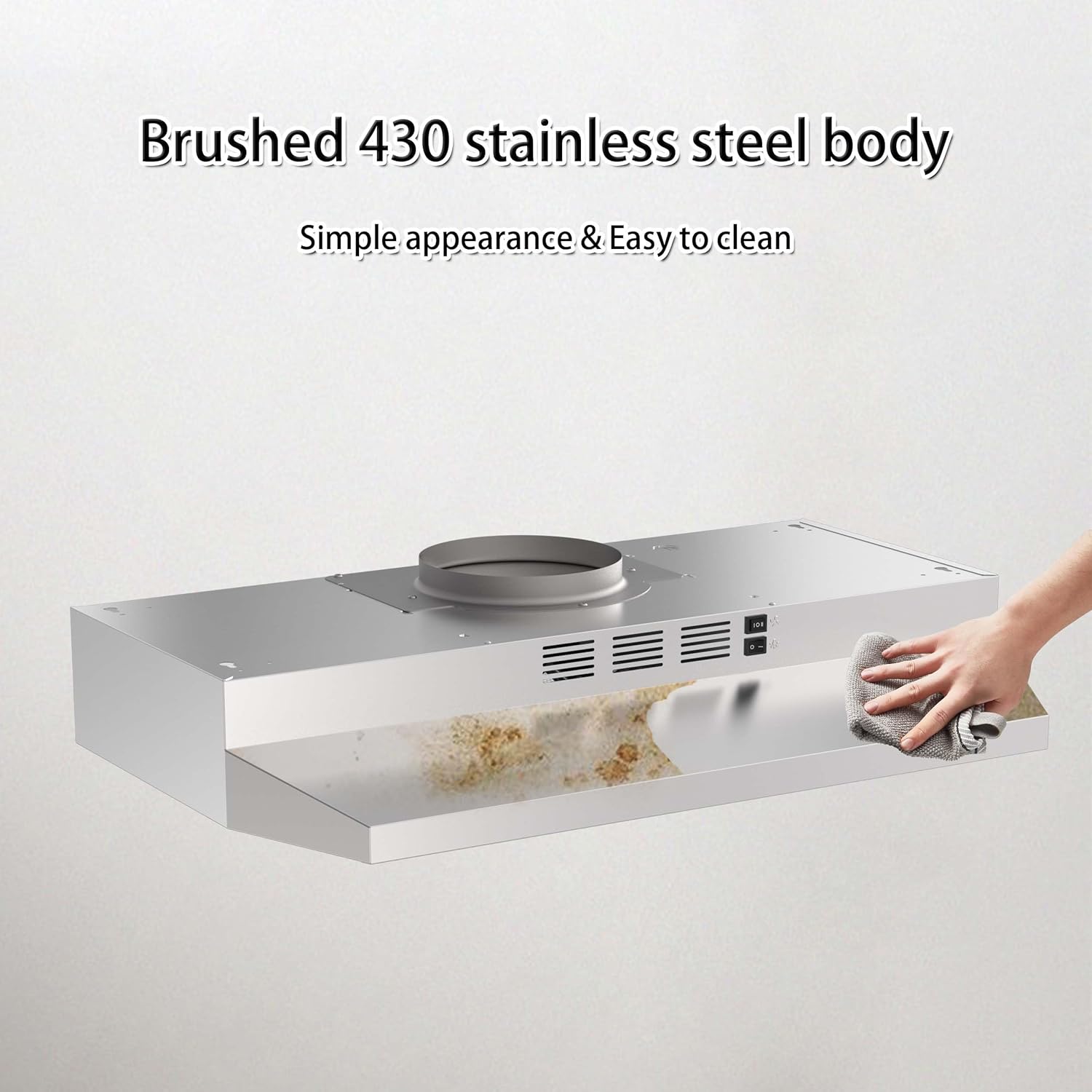 SNDOAS 30 inch Range Hood Ducted/Ductless Convertible Stainless Steel Range Hood Under Cabinet with Rocker Button Control,Vent Hood with LED Light,2 Speed Exhaust Fan,Under Cabinet Hood,Silver - Image 3