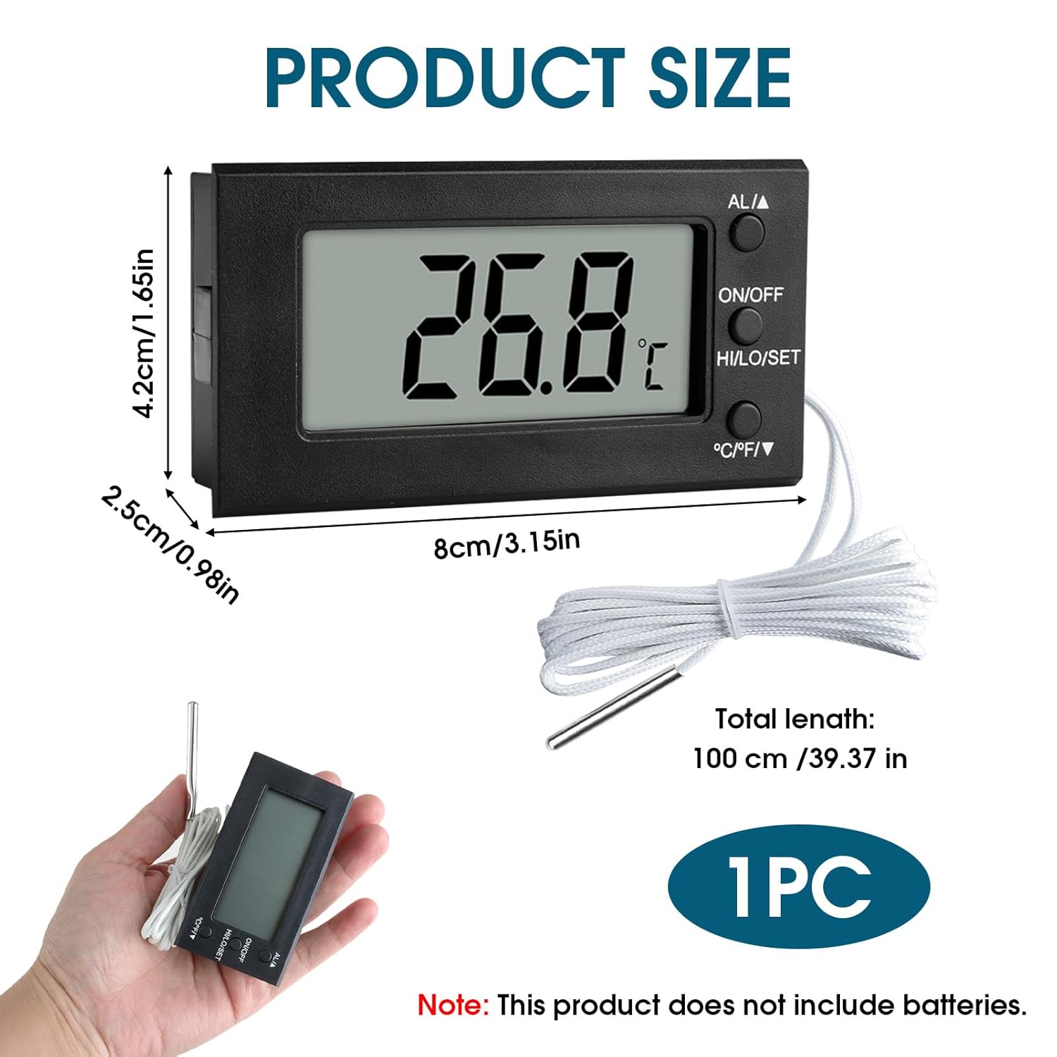Oven Thermometer Digital 300°C Heat Resistant Temperature Probe for Baking, BBQ, Frying, Meat, Oil & Milk, Instant Read with Timer Alarm, Waterproof LCD Display - Image 2