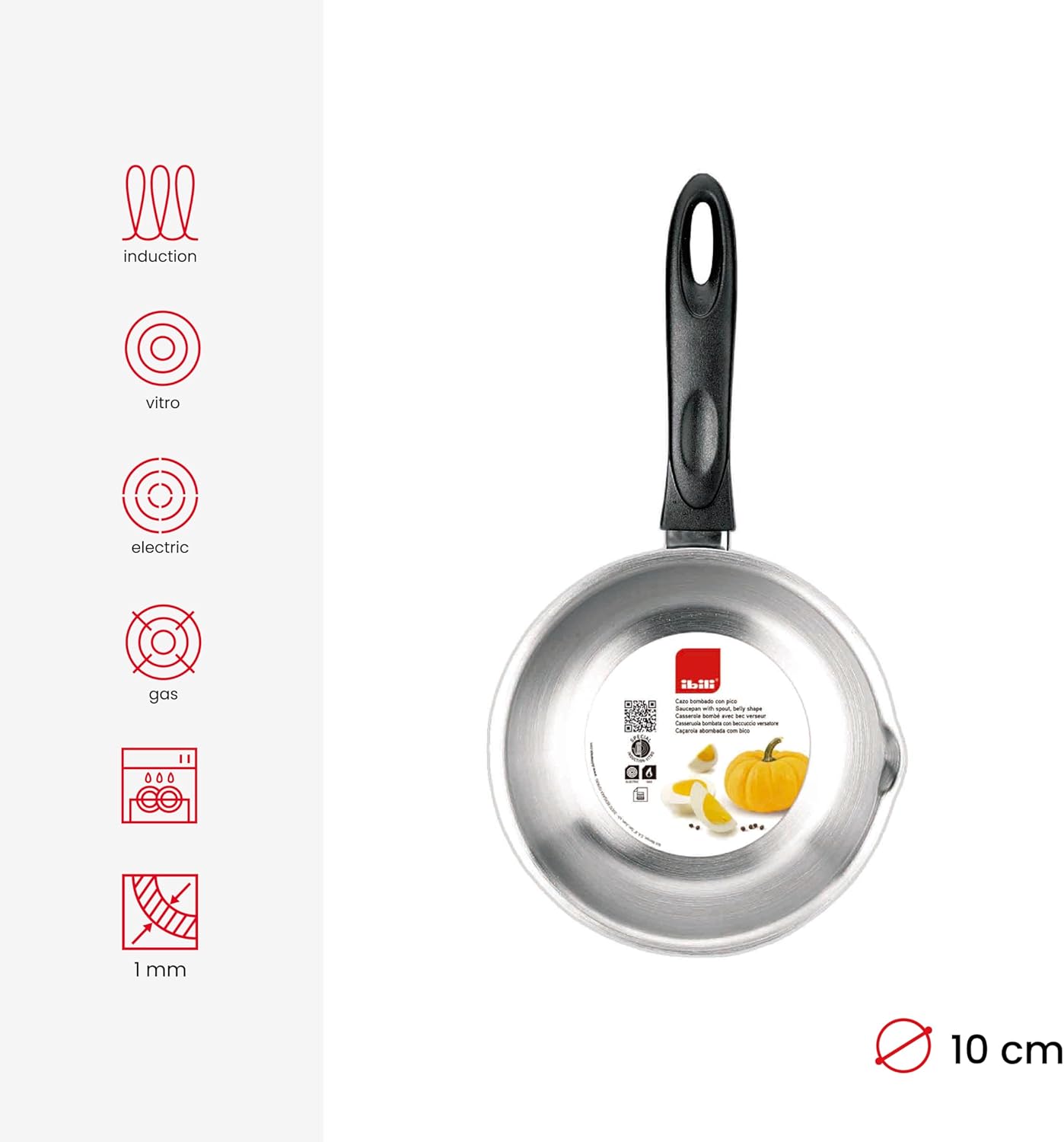 IBILI Clasica Saucepan with Spout, 10 cm, Stainless Steel, Suitable for Induction Hobs - Image 5