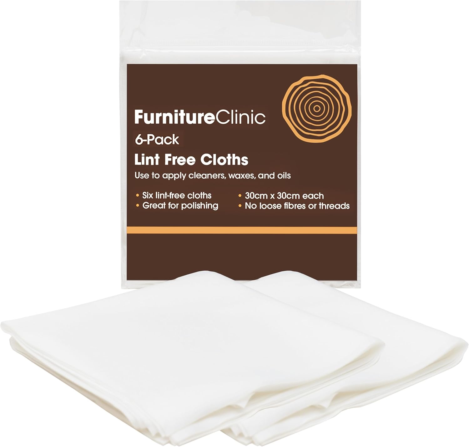 Furniture Clinic 6 Pack Of Lint Free Cleaning Cloths - 6 Cleaning Cloths For Cleaning, Oiling Wooden Furniture, Applying Wood Waxes & More