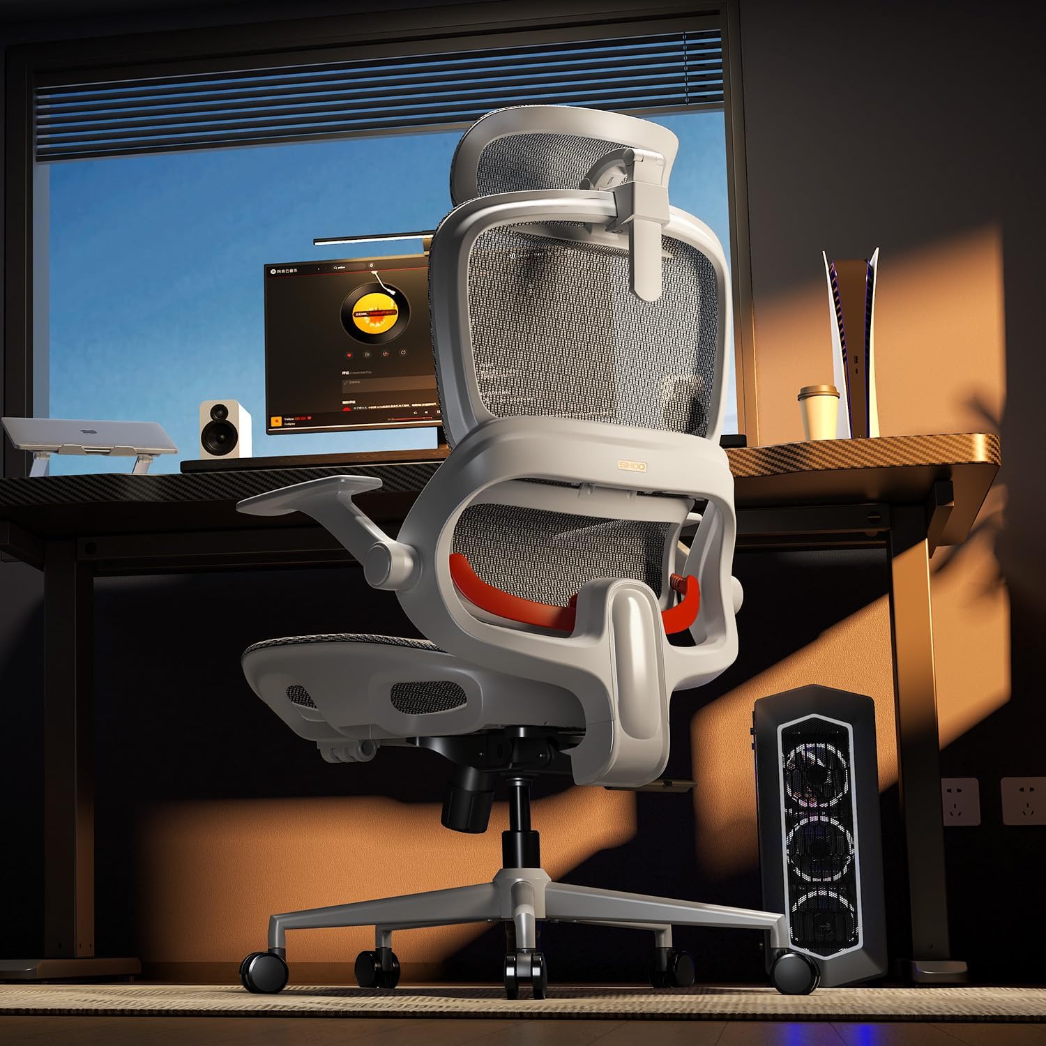 SIHOO B100 Ergonomic Office Chair, Comfy Desk Chair with Adaptive Dynamic Lumbar Support, Computer Chair with Extra Wide Headrest, Flip-Up Armrests, 90-135° Tilt Lock and Breathable Mesh Cushion - Image 2