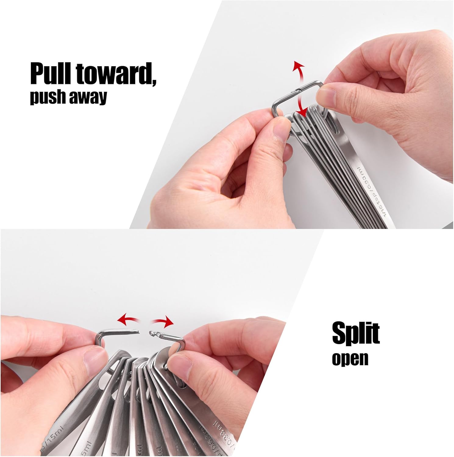 Doosu Metal Measuring Spoons Sets, 18/8 Stainless Steel Kitchen Engraved Measure Scoop Small Measure Teaspoons Tablespoon TSP Tbsp for Serving Baking Cooking Dry and Liquid (Round, 9-Piece) - Image 9