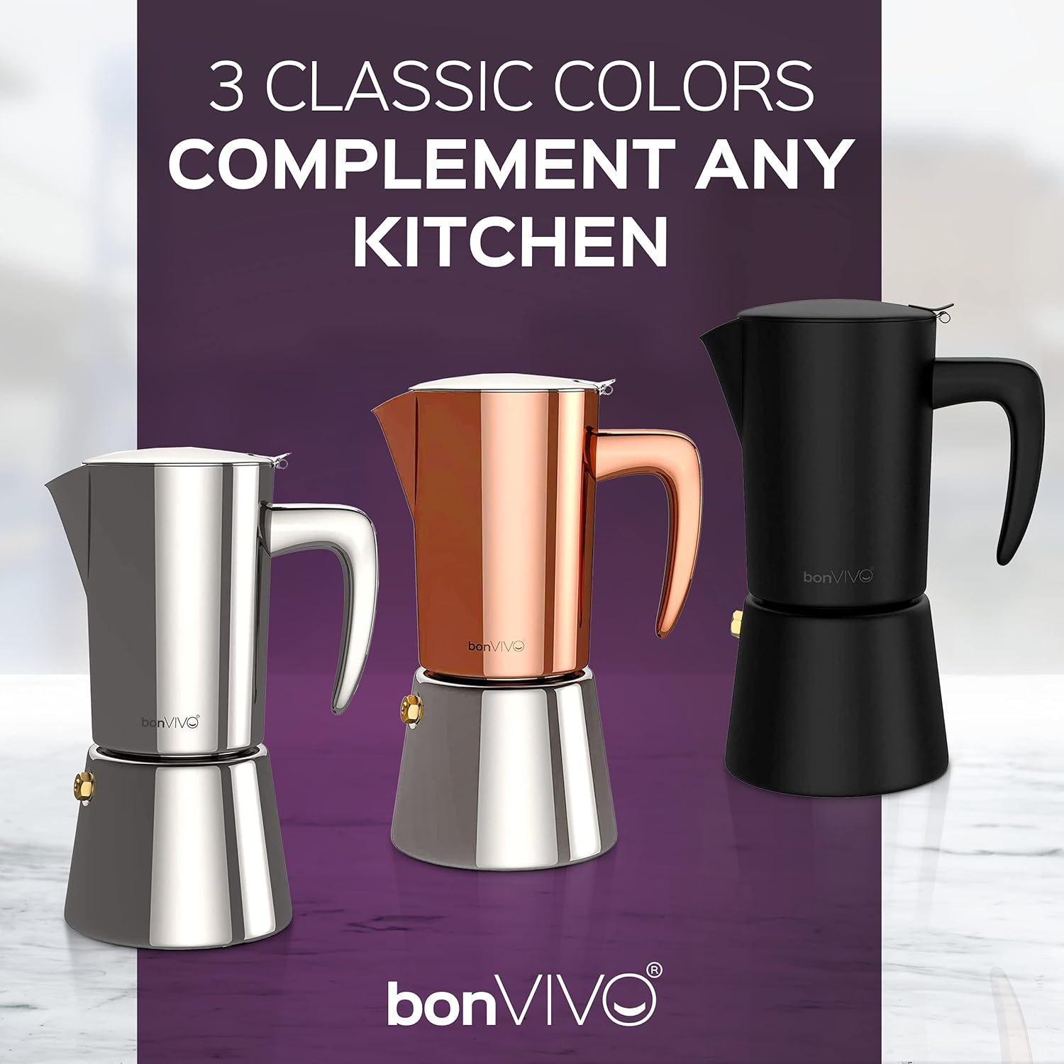 bonVIVO Moka Pot - 2 Cup Intenca Stainless Steel Espresso Maker w/Silver Finish - Stove Top Italian Coffee Maker - 100ml Cup Coffee Pot - Gifts for Men and Women - Image 3