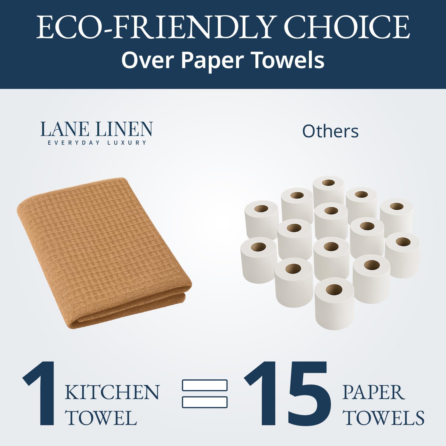 LANE LINEN Tea Towels Set - 6 Pack, 18”x28”, 100% Cotton Kitchen Towels, Absorbent & Quick-Drying Dish Towels Set with Hanging Loop - Beige - Image 7