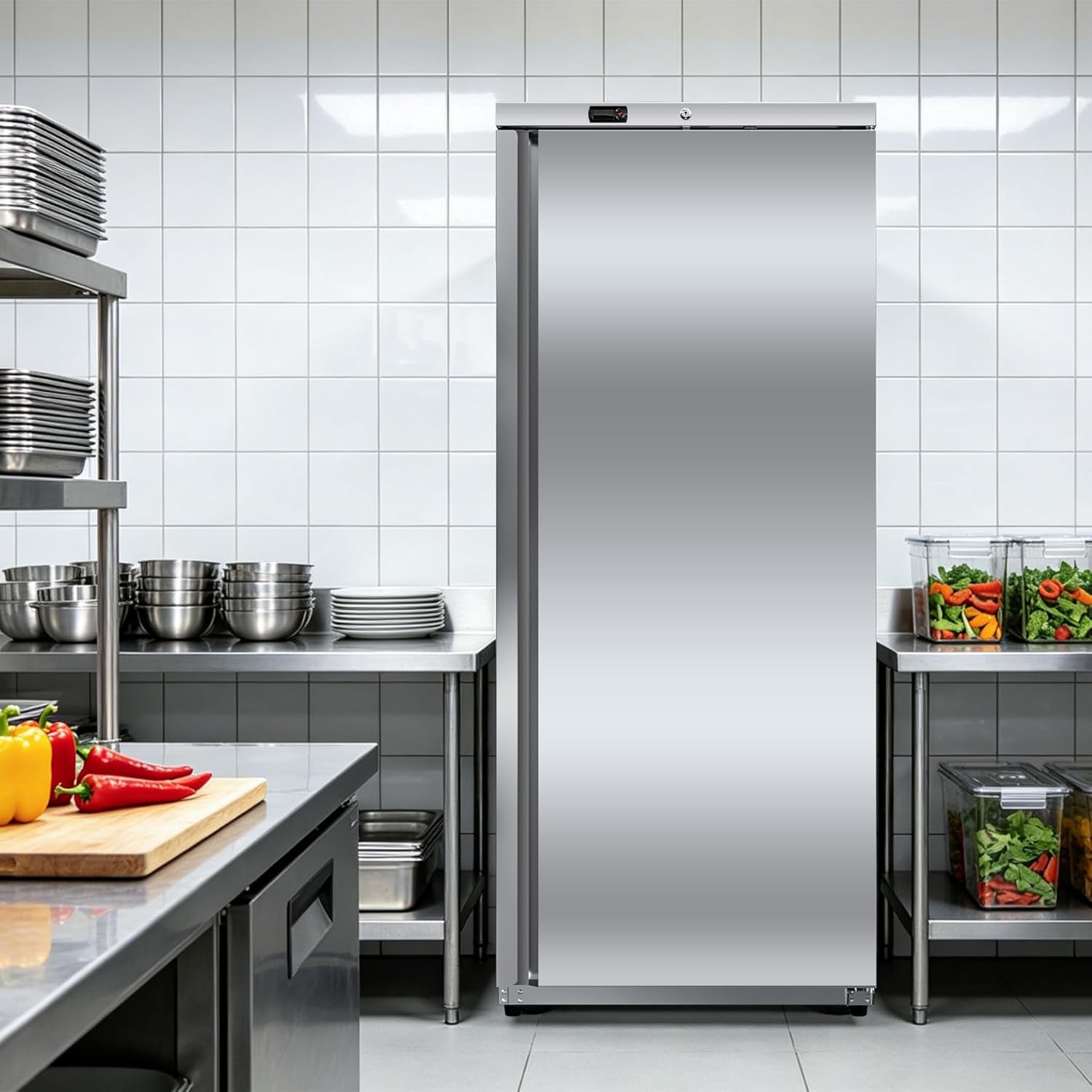 Rockit 600L Commercial Upright Freezer, Single Door Stainless Steel Commercial Freezer with 4 Adjustable Shelves, -22°C to -18°C Fan Cooling Cabinet Freezer for Restaurant, Kitchen, Energy Class B - Image 6