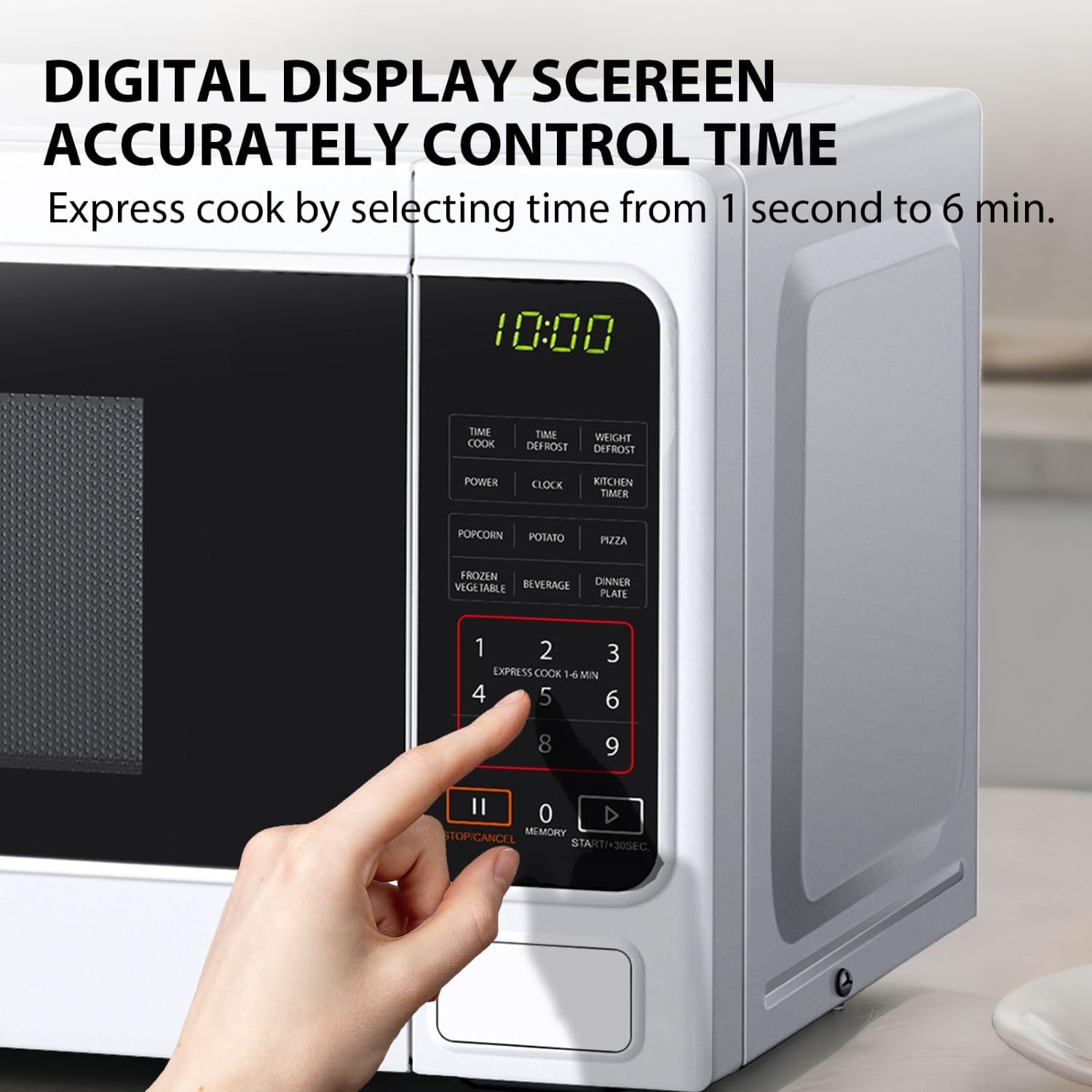 TOSHIBA 20 Liter 800W Digital Solo Small Microwave With 11 Power Levels, One-touch Express Cook with 6 Preset Recipe, Defrost, Digital Display, Perfect for 9'' pizza, Easy Clean, White- MM-EM20P(WH) - Image 6