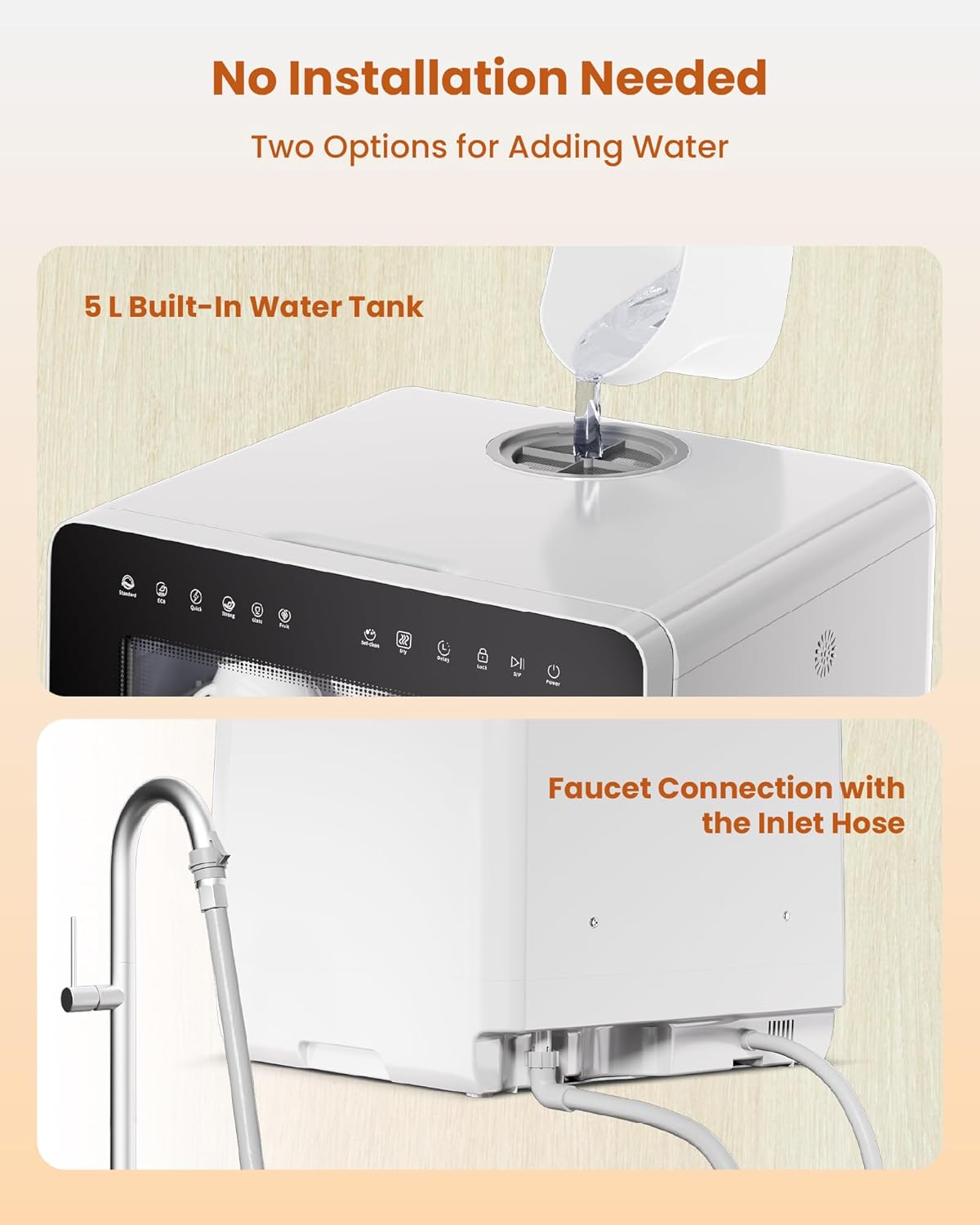 HAVA 2025 NEW Upgraded Table Top Dishwasher with Water Softener and Enhanced Energy Efficiency, Portable Dishwasher with 8 Wash Programs, Child Lock & Delayed Start Function, No Installation Needed - Image 5