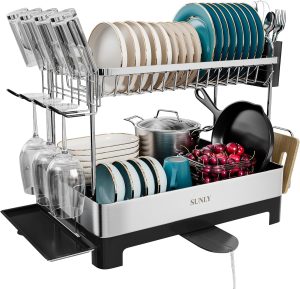 SUNLY 2 Tier Dish Drying Rack, Extr...