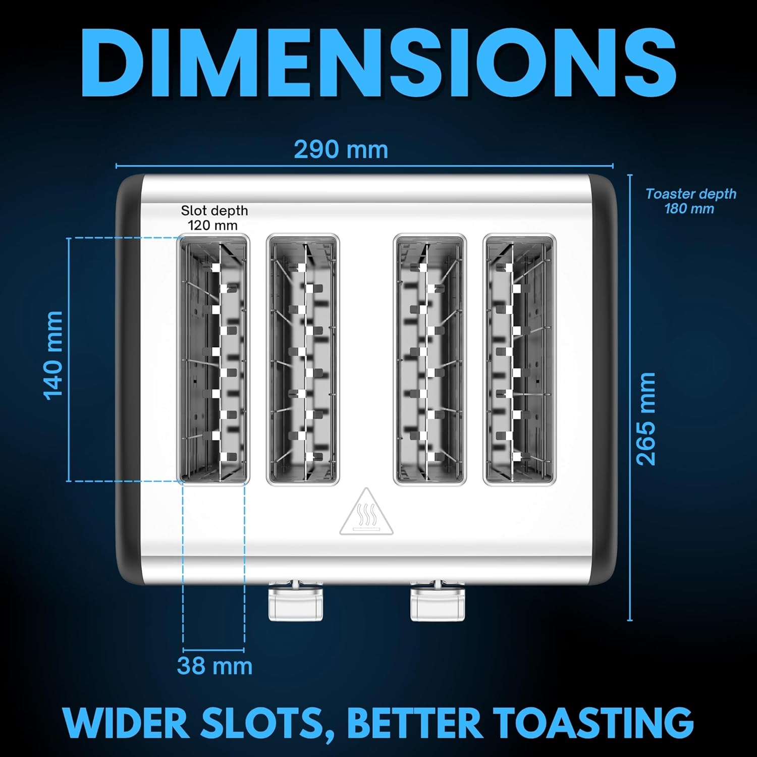 4-Slice Toaster with Touchscreen Controls, Extra-Wide Slots, Bagel & Defrost Settings, Digital Countdown Timer, Dual Independent Panels, 1760W, Matt Black - Image 9