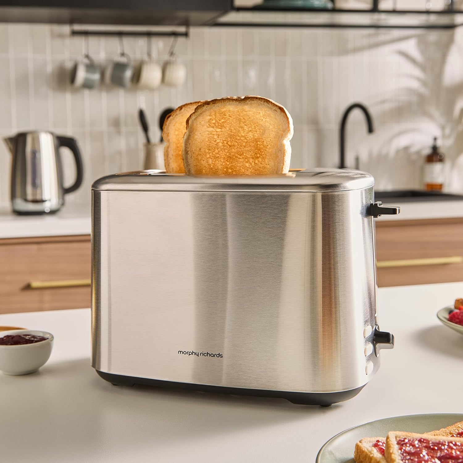 Morphy Richards Equip 2 Slice Toaster, Defrost and Reheat, Browning Controls, Variable Wide Slots, Removable Crumb Tray, 800W, Stainless Steel, 222067, Brushed - Image 2