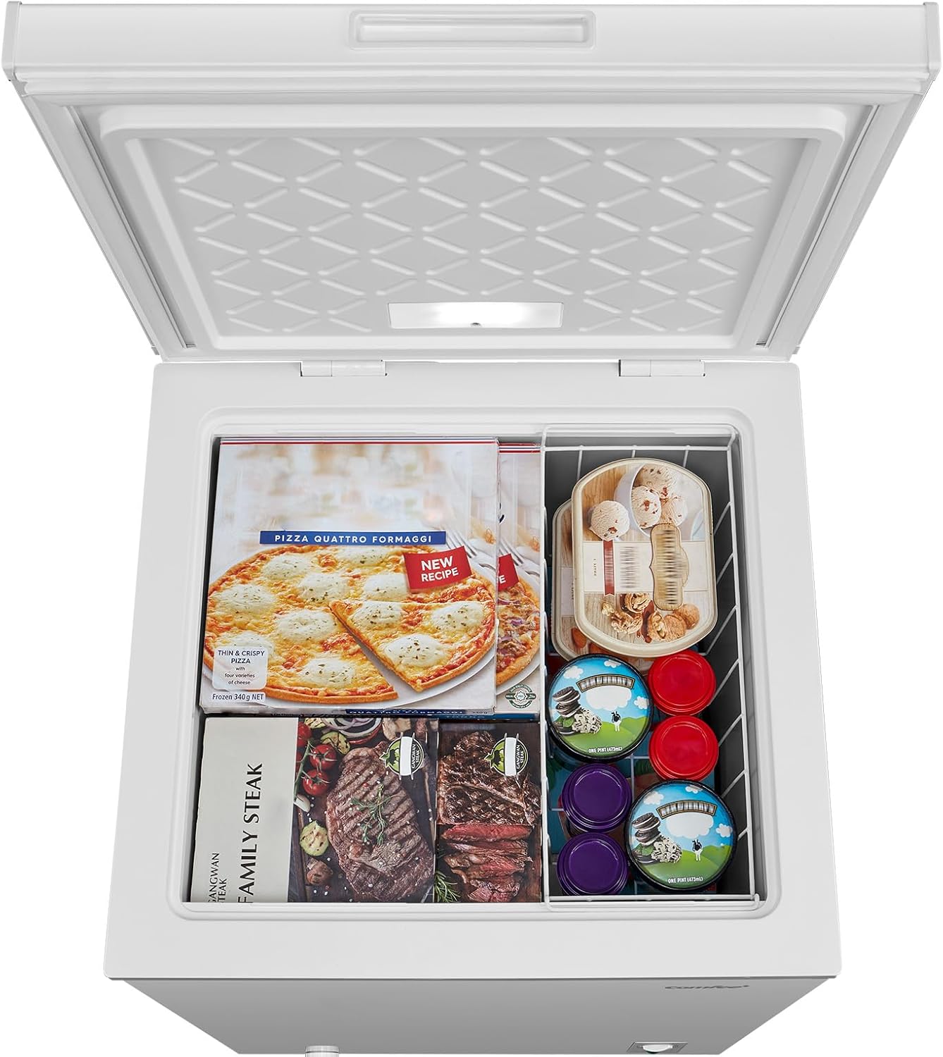 COMFEE' RCC146WH2UK(E) 143L Freestanding Chest Freezer, Refrigeration and Freezer Conversion, Inverter Compressor, 4 Star Freezer Rating, Quiet 37dB, Suitable for Outbuildings & Garages, White - Image 8