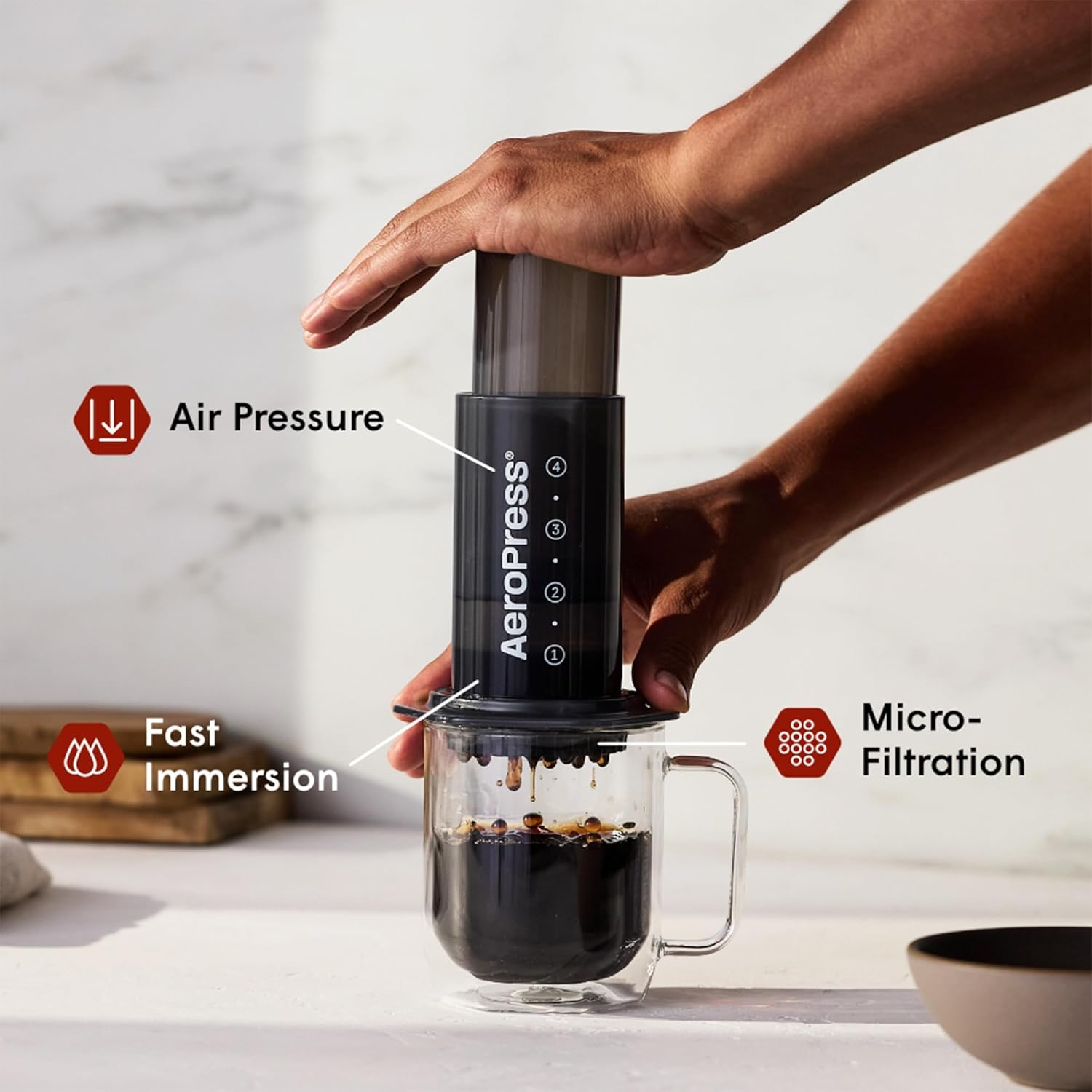 AeroPress Original Coffee and Espresso-style Maker, Barista Level Portable Coffee Maker with Chamber, Plunger, & Filters, Quick Coffee and Espresso Maker - Image 2