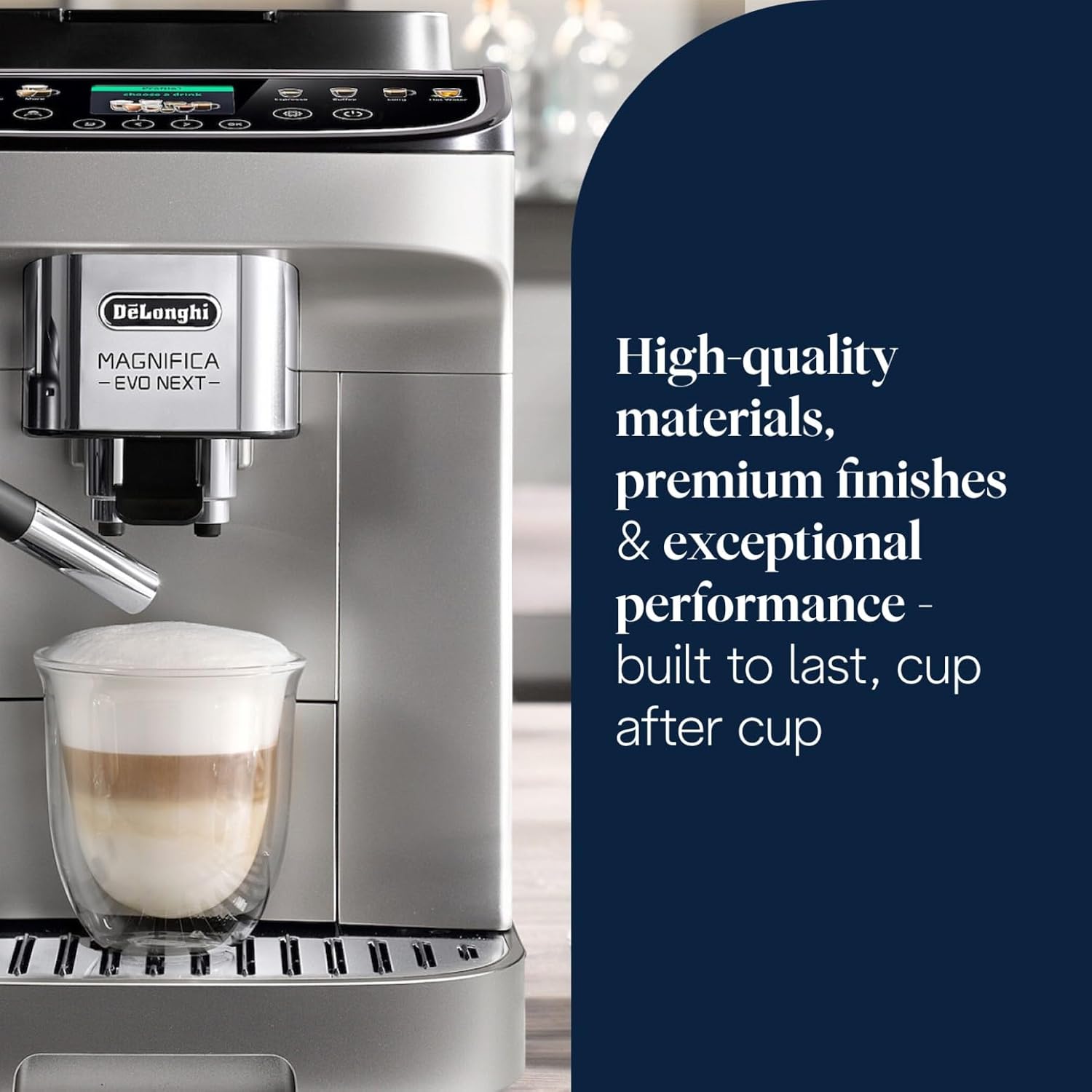 De’Longhi Magnifica Evo Next - Perfetto Automatic Coffee Machine with LatteCrema Automatic Milk Frothing, 13 One-Touch Drinks, Colour Touch Display, Silver Black (ECAM310.80.SB) - Image 2