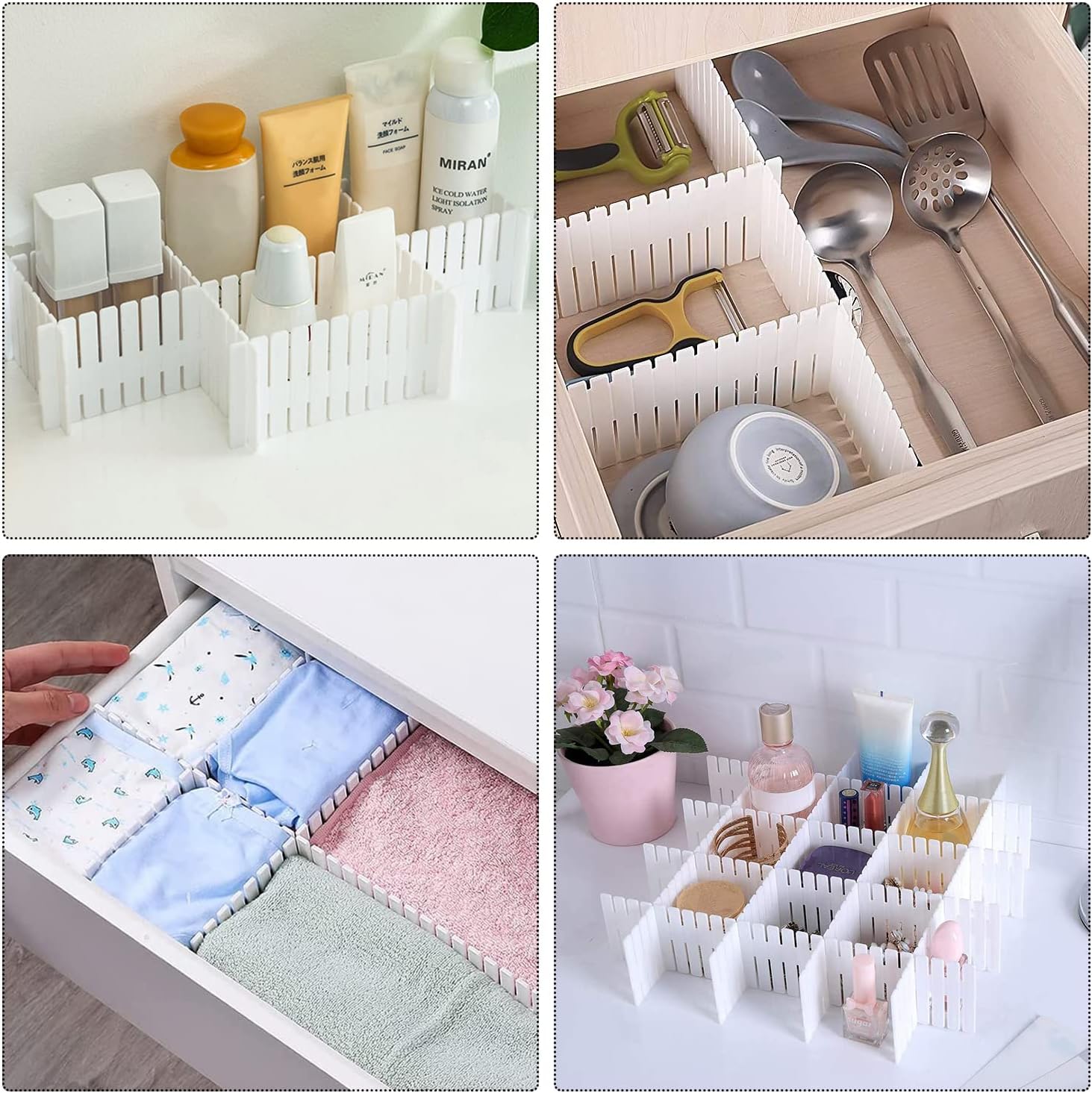 GIAK 16 PCS Drawer Dividers Adjustable Drawer Organizer White Drawer Organiser 32 x 7 cm DIY Cut at Will for Socks, Underwear, Makeup, Kitchen, Bedroom, Dresser - Image 7