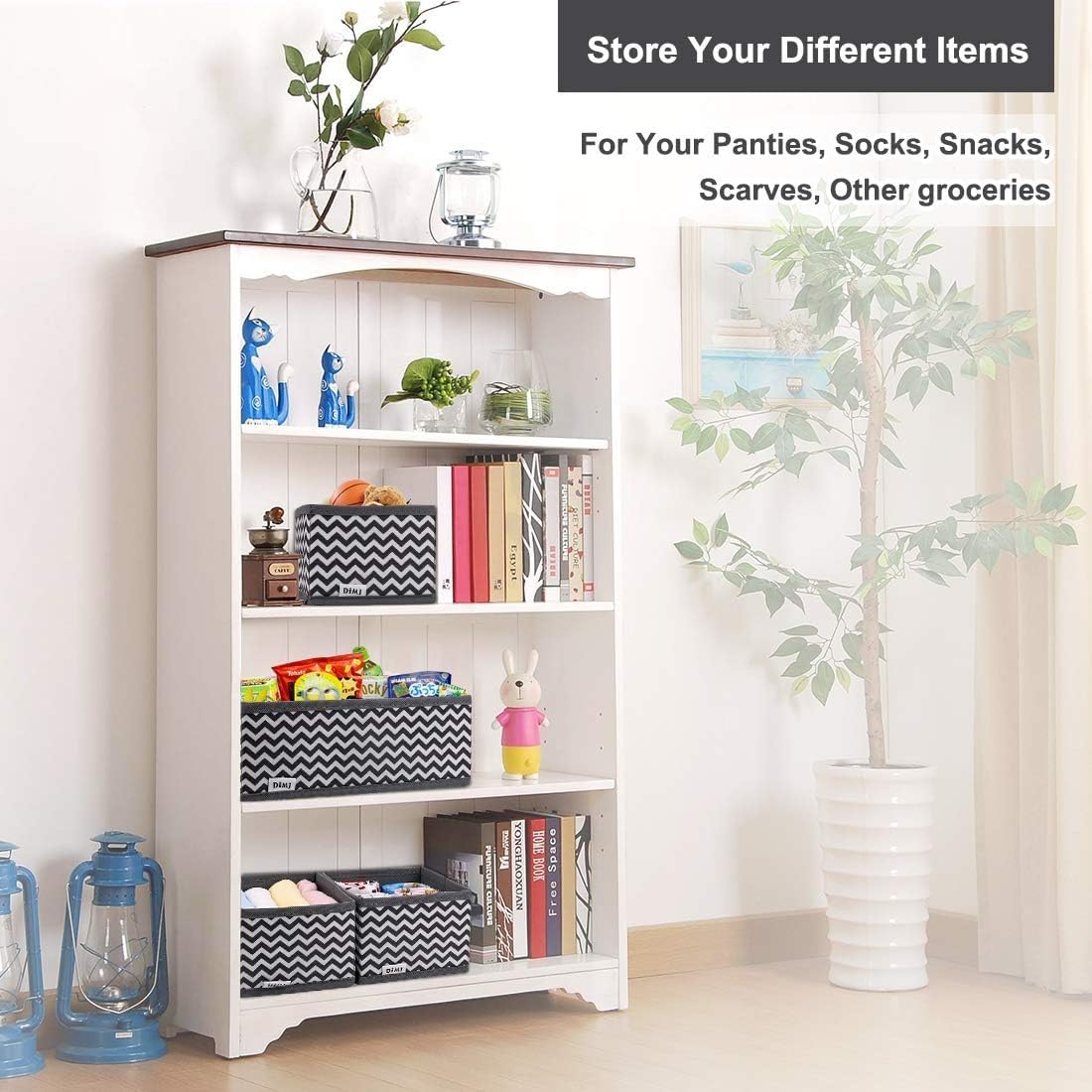 DIMJ 12 Pack Fabric Drawer Dividers Foldable Storage Boxes Ideal for Socks/Toys/Stationery/Towels/Snacks, 4 Medium & 8 Small Drawer Organiser for living rooms, nurseries, kitchens or home offices - Image 5