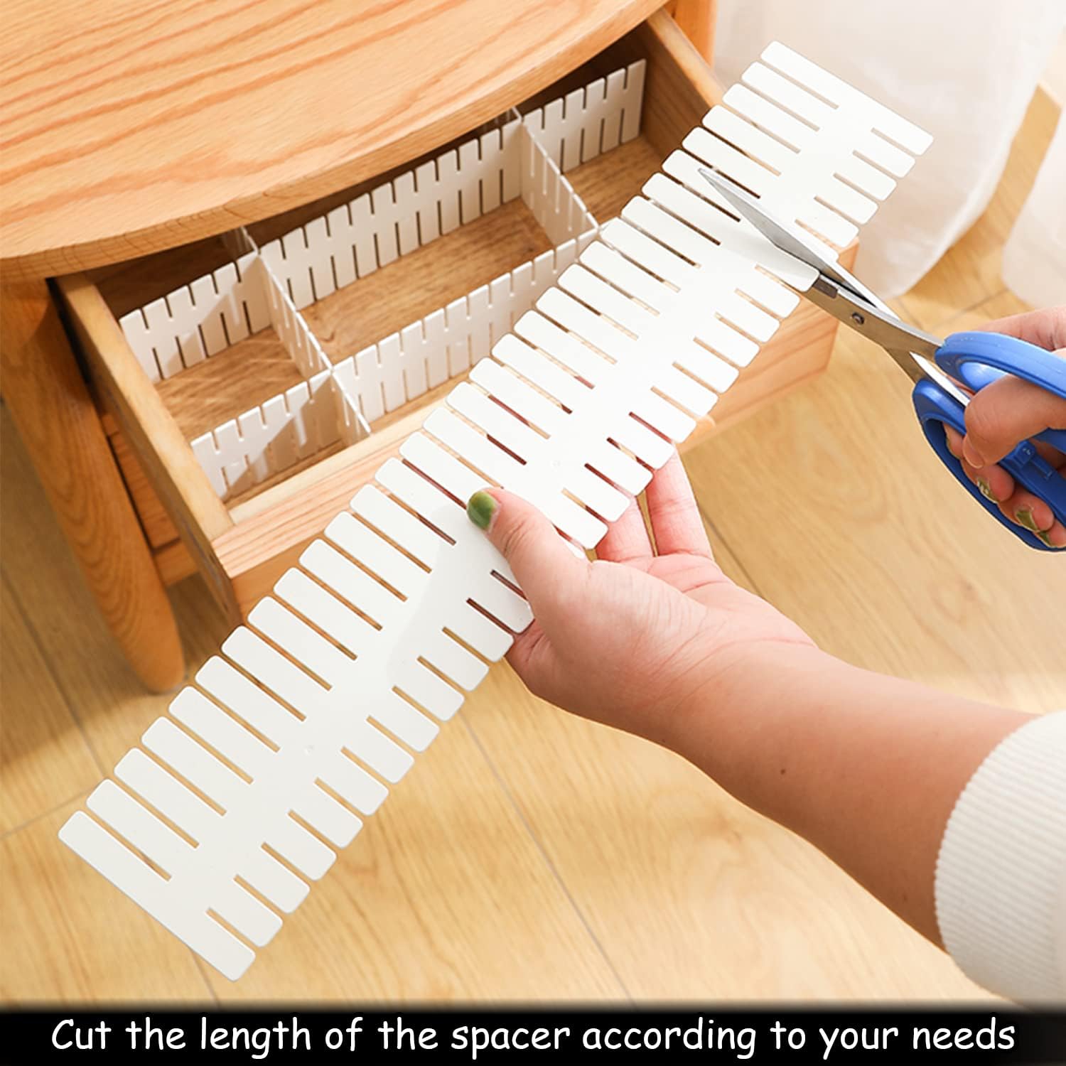 GIAK 16 PCS Drawer Dividers Adjustable Drawer Organizer White Drawer Organiser 32 x 7 cm DIY Cut at Will for Socks, Underwear, Makeup, Kitchen, Bedroom, Dresser - Image 4