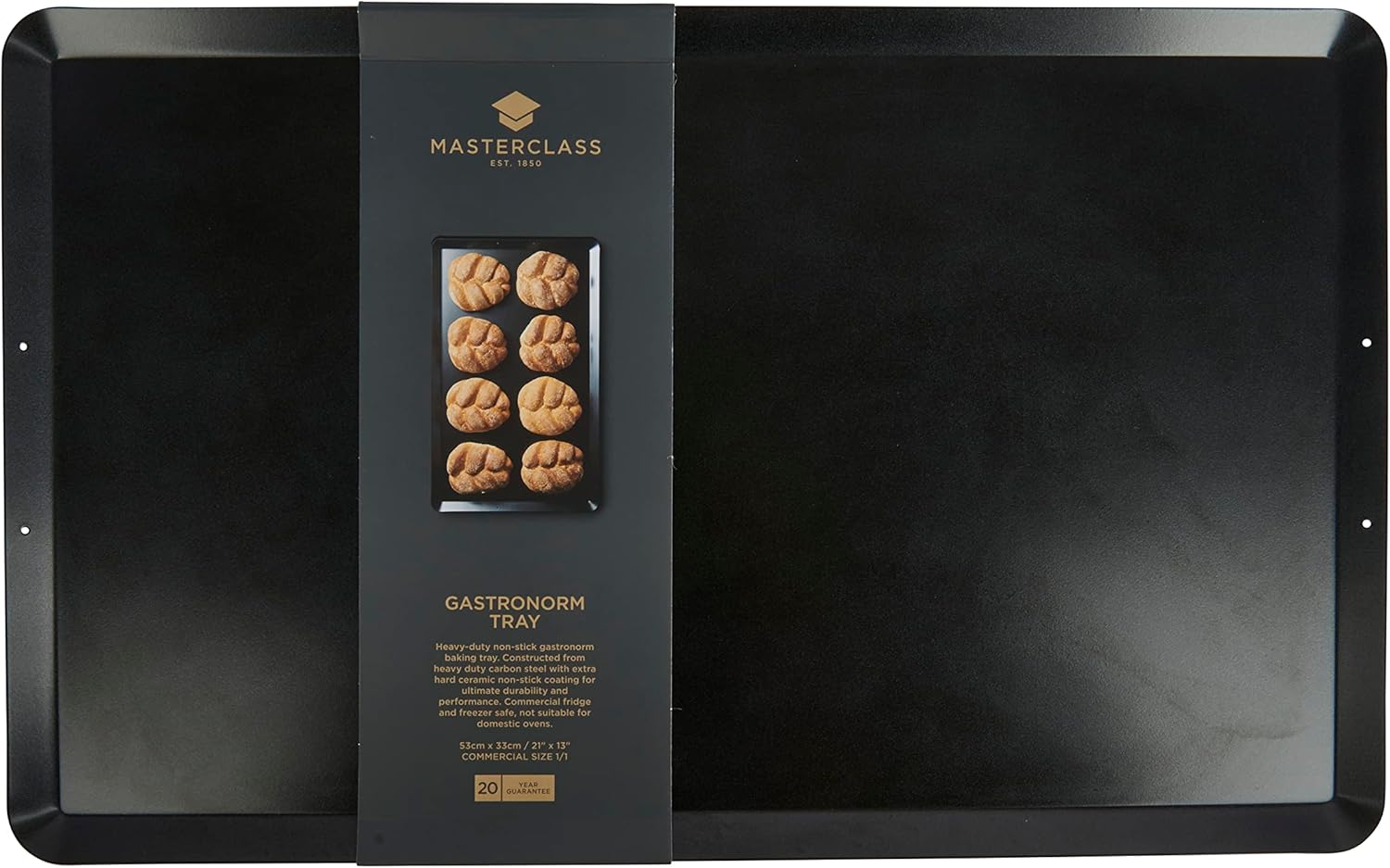 MasterClass Commercial Baking Tray with PTFE, PFOA and BPA Free Non Stick, 1.2 mm Carbon Steel, Gastronorm Size 1/1 (53 x 33 cm), Black - Image 4
