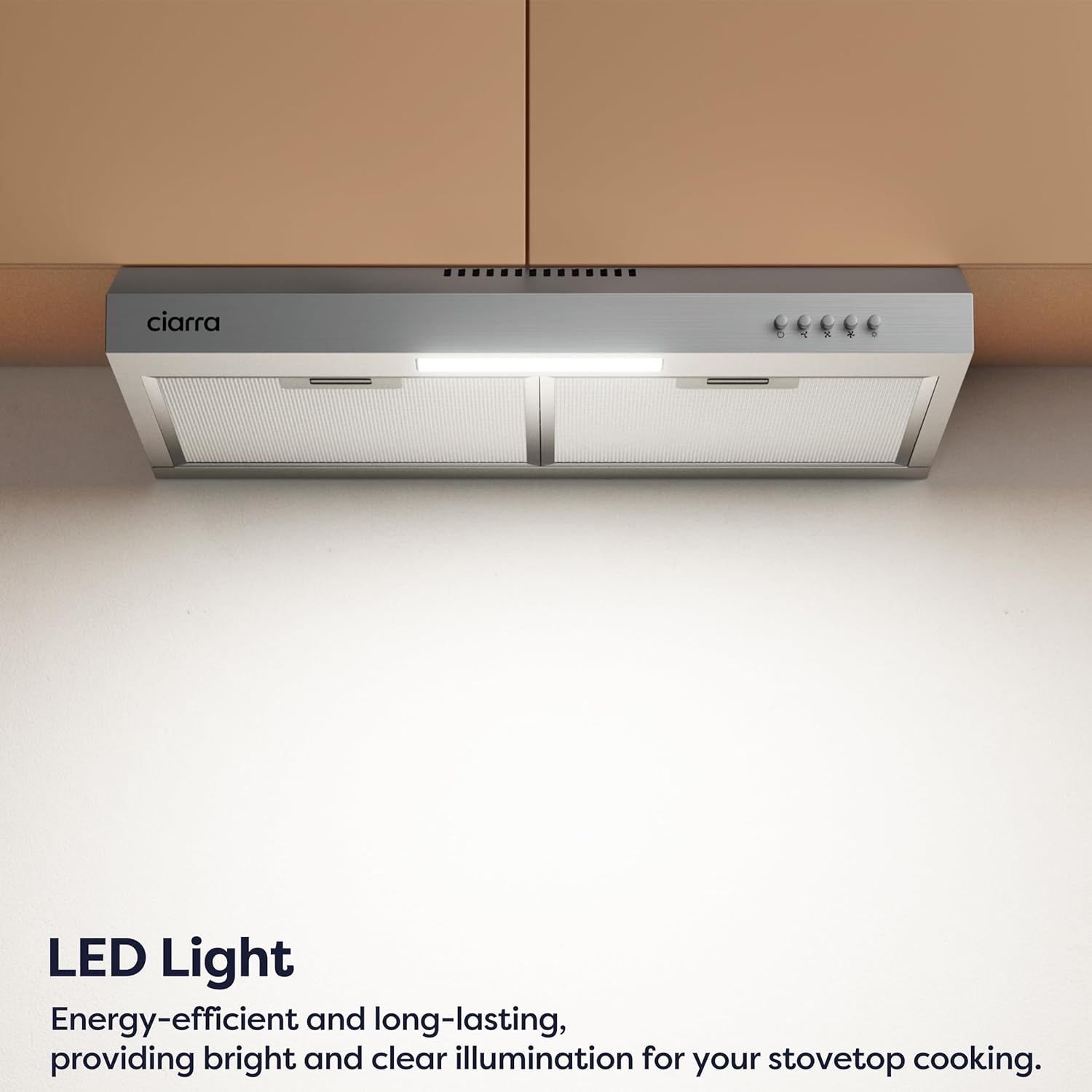 CIARRA AWS6903D 60cm Visor Cooker Hood Undercabinet Hoods Wall Mounted Kitchen Extractor Fan 600mm Top Vented Range Hood - Image 3