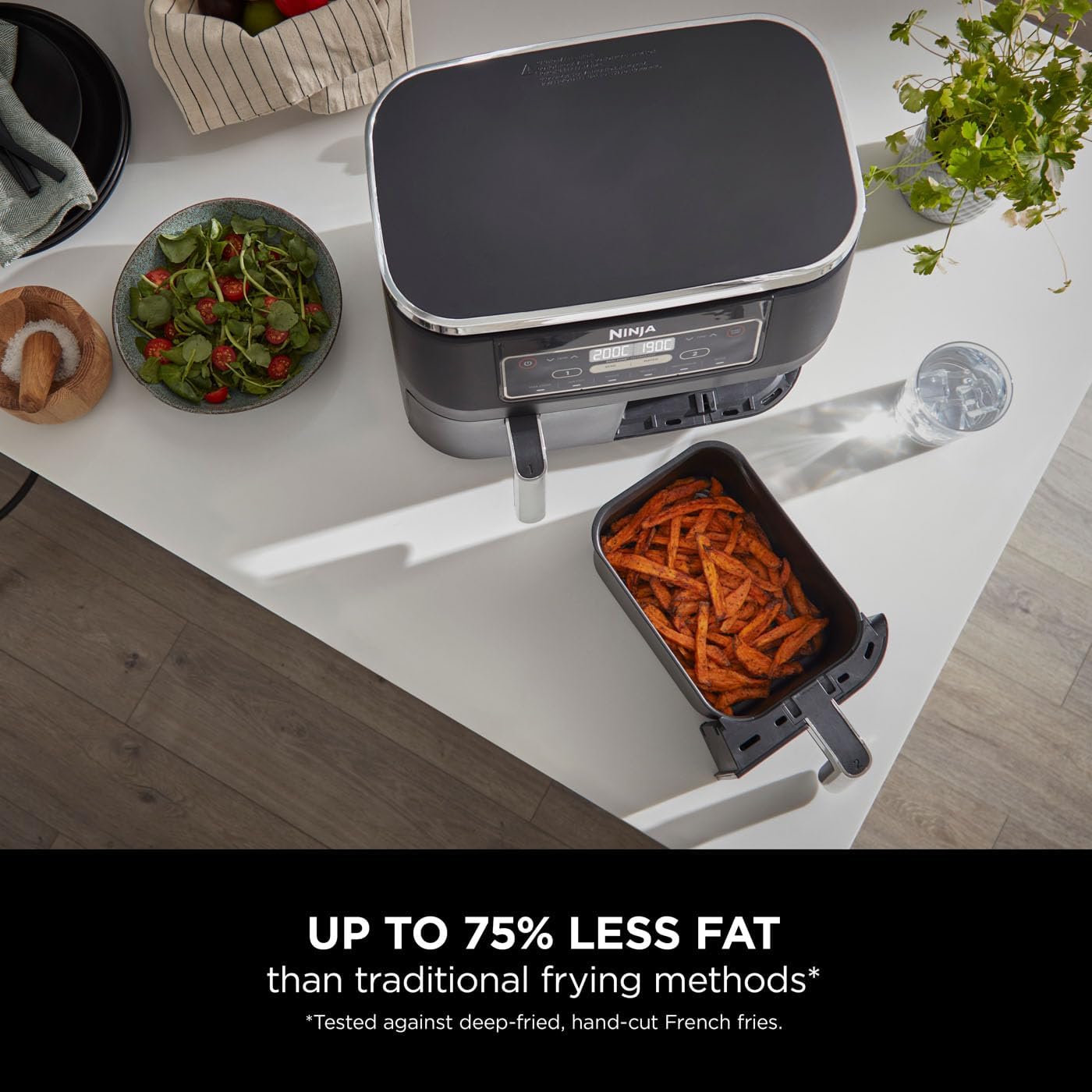 Ninja Foodi Dual Zone Digital Air Fryer, 2 Drawers, 7.6L, 6-in-1, Uses No Oil, Air Fry, Max Crisp, Roast, Bake, Reheat, Dehydrate, Cooks 4-6 Portions, Non-Stick, Dishwasher Safe Baskets, Black AF300UK - Image 7
