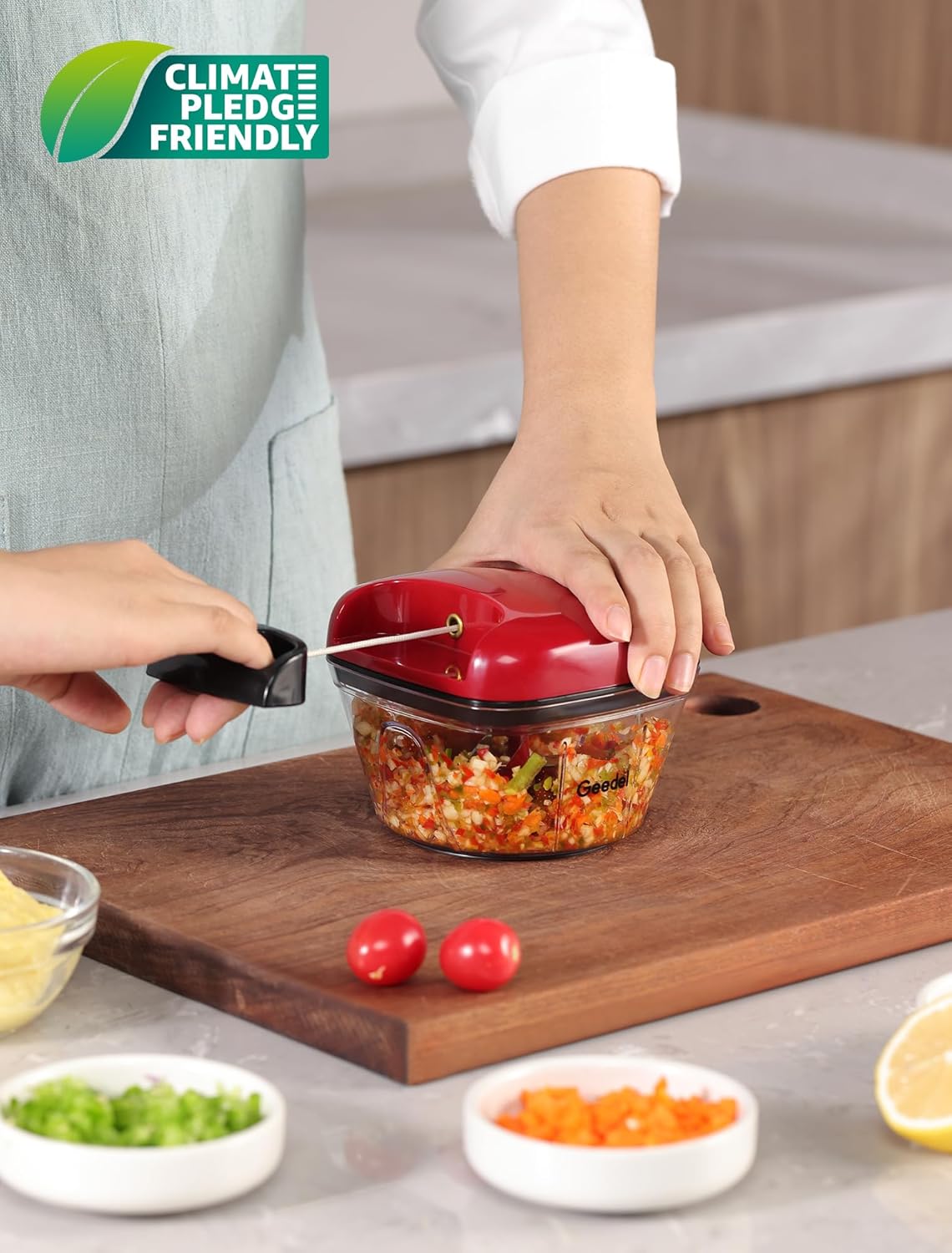 Manual Pull Food Chopper, Hand Pull String Onion Chopper Dicer for Kitchen, Easy Cleaning food Chopper for Vegetables, Fruits (500 ML) - Image 2