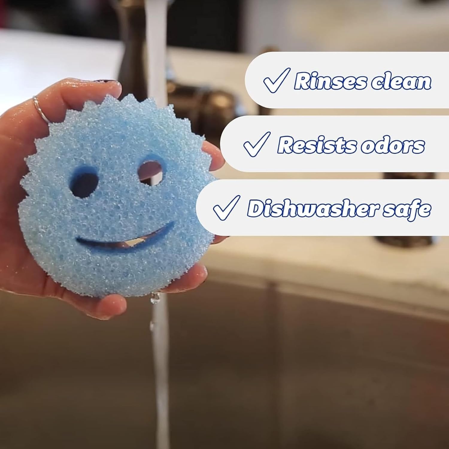 Scrub Daddy Colors Kitchen Sponges, Dish Sponges for Washing Up, Texture Changing Washing Up Sponge, Non Scratch Dish Scrubber, Odour Resistant Bathroom Cleaning Products, Dishwasher Safe, Pack of 3 - Image 4
