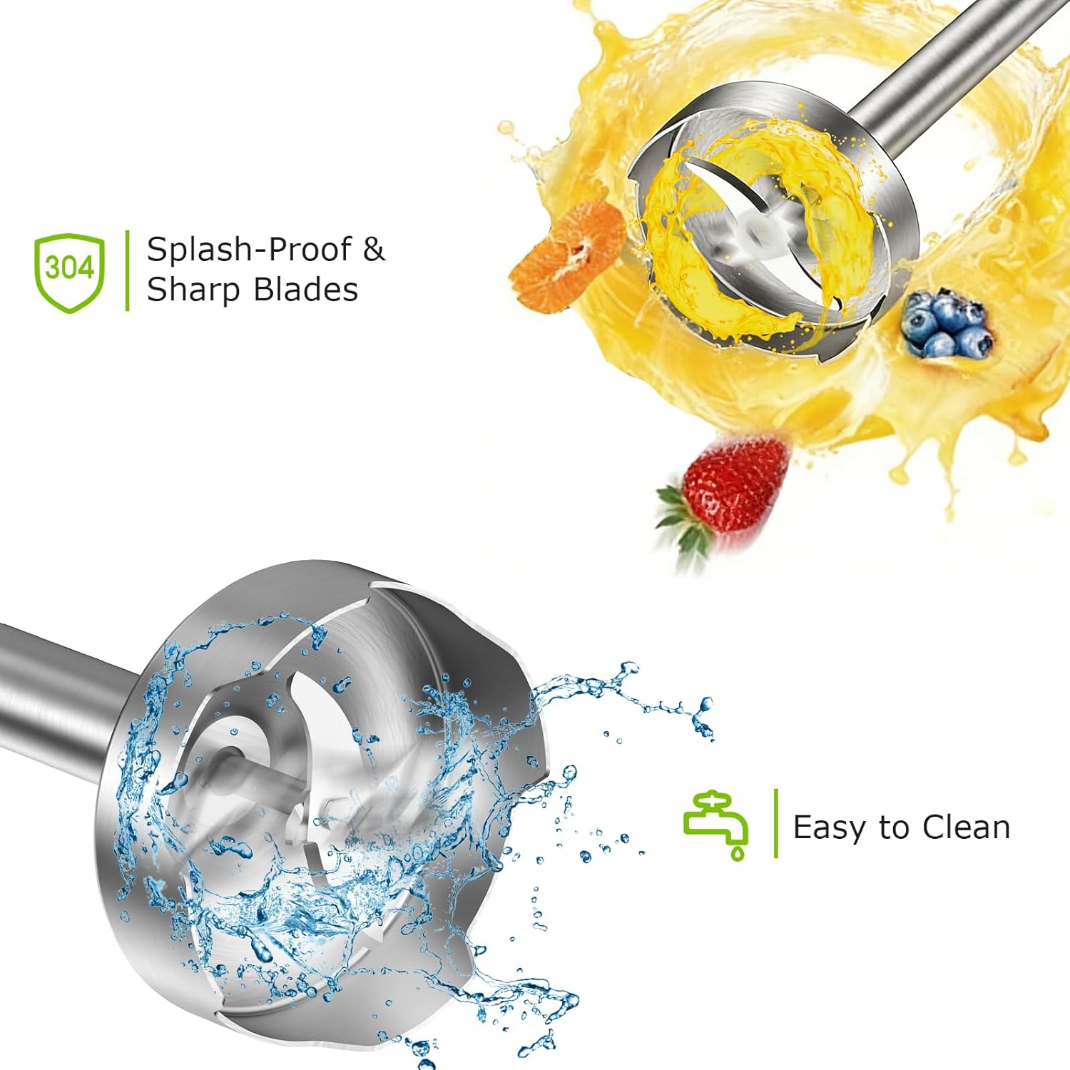 Bonsenkitchen Hand Blender, 3-in-1 Immersion Blender handheld, Stick Blender Electric with Stainless Steel Blade, Egg Whisk, 700ml Beaker for Making Baby Food, Soups, HB3202 (Black) - Image 5