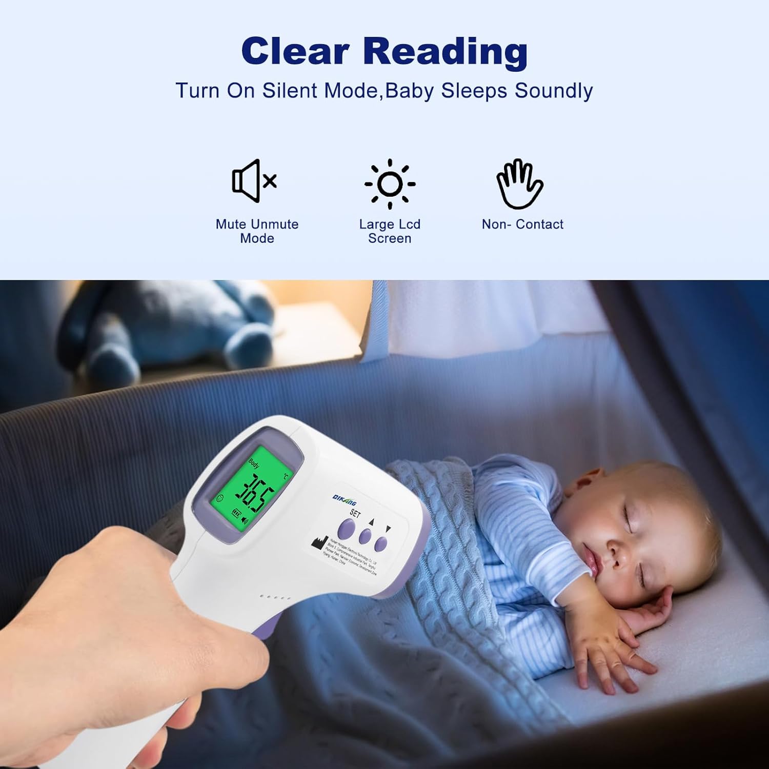 No Touch Forehead Thermometer for Adults and Kids Infrared Digital Thermometer Touchless Baby Thermometer Accurate Fast Readings for Home Use Family Healthcare Temperature Measurement - Image 5