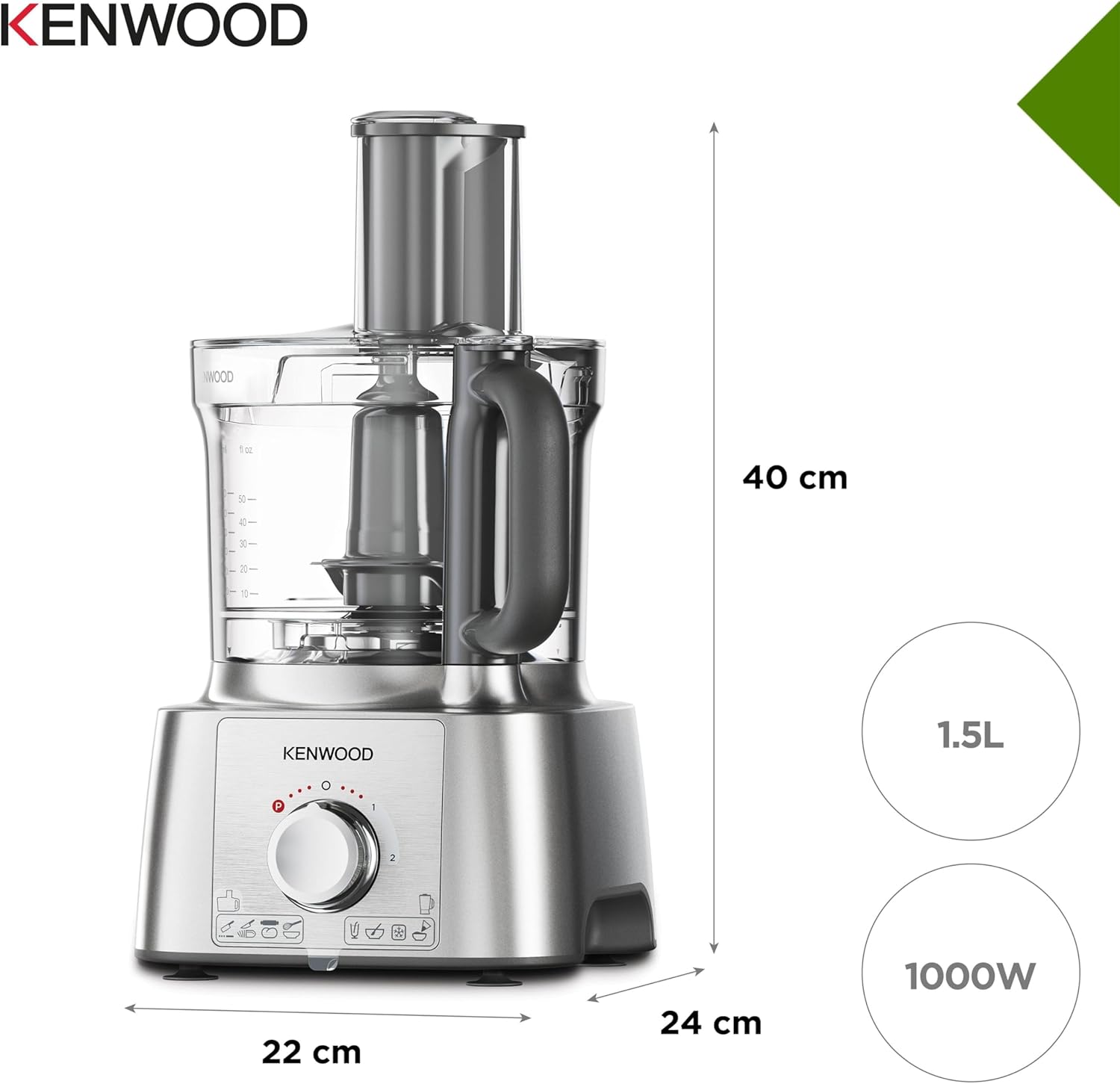 Kenwood FDP65.180SI 2 in 1 Food Processor Multipro Express, Silver, 3 Litre Bowl - Image 5