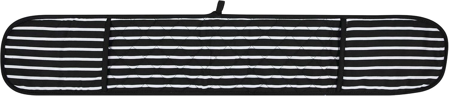 Butcher Stripe Double Oven Gloves Quilted Heavy Duty Cooking Potholder Heat Resistant Mitt 18x90cm (Navy) - Image 3