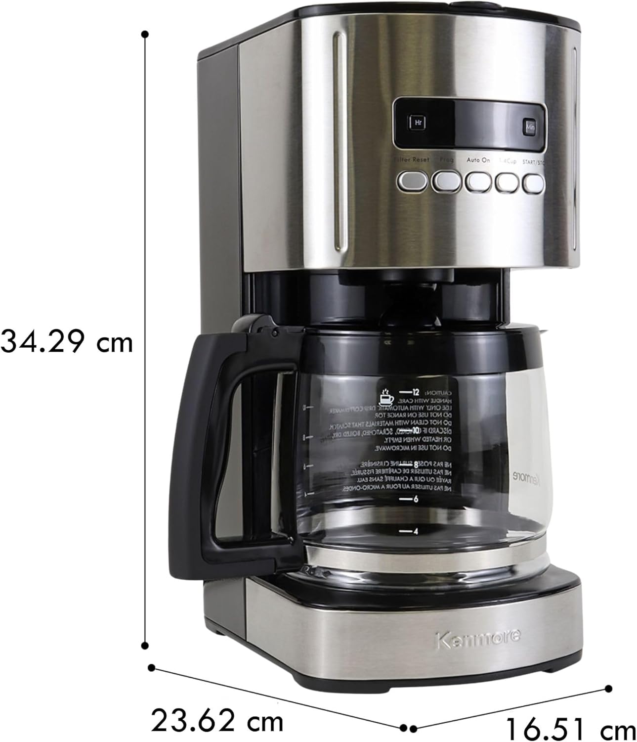 Kenmore Filter Coffee Machines 12-Cup Drip Coffee Makers with 1.8L Glass Pot for Ground Coffee Digital Display Programmable Timer Reusable Filter Auto Shut Off Warming Plate Kitchen Appliances Black - Image 6