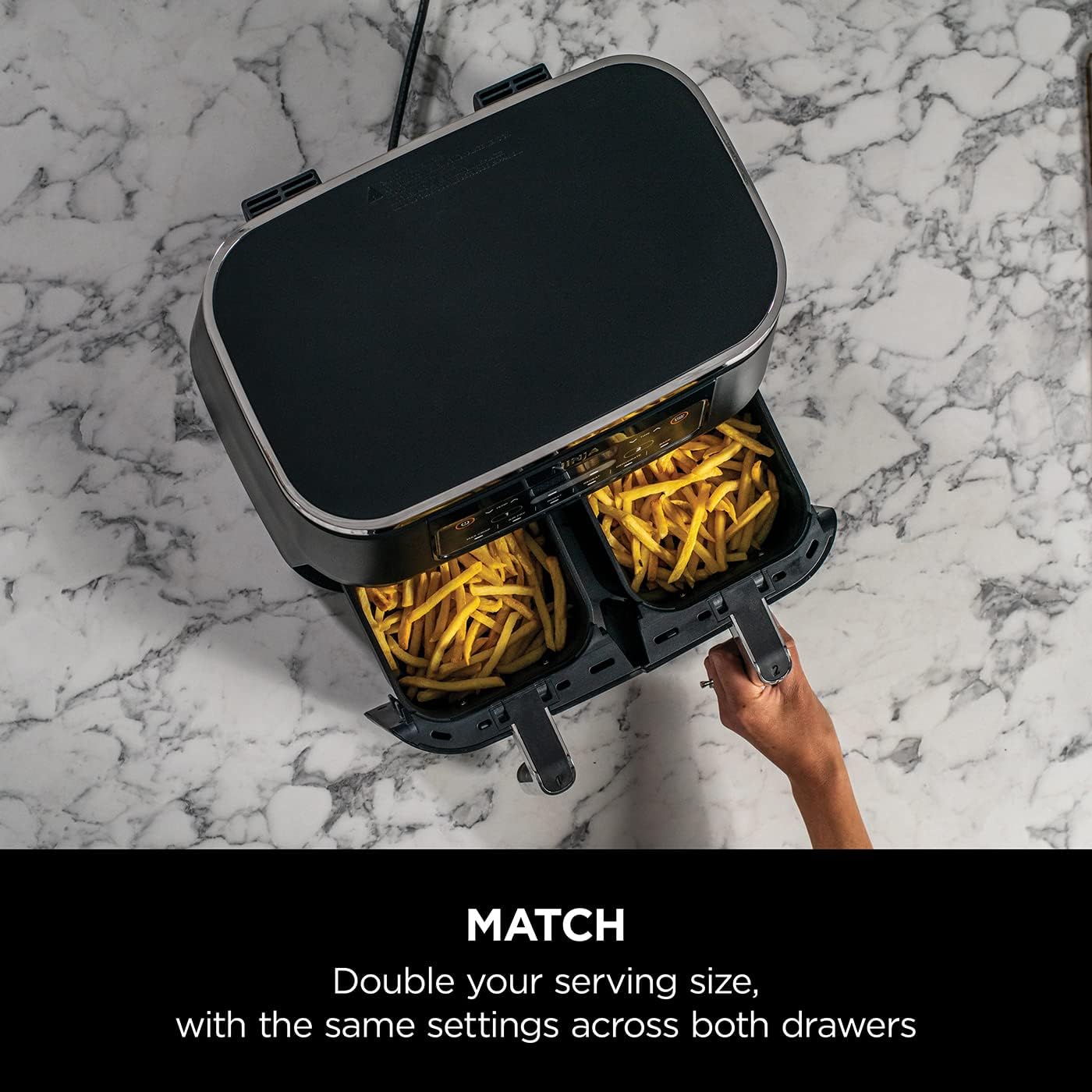 Ninja Foodi Dual Zone Digital Air Fryer, 2 Drawers, 7.6L, 6-in-1, Uses No Oil, Air Fry, Max Crisp, Roast, Bake, Reheat, Dehydrate, Cooks 4-6 Portions, Non-Stick, Dishwasher Safe Baskets, Black AF300UK - Image 9