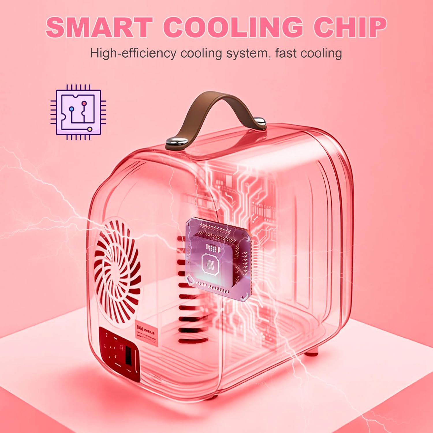 Enventor Mini Fridge 4L/ 6 Can, Skincare Fridge With Dimmable LED Light Mirror, AC+12V DC Power Cooler & Warmer for Bedrooms, Home, Car/Cosmetics, Skin Care and Food, Pink - Image 6