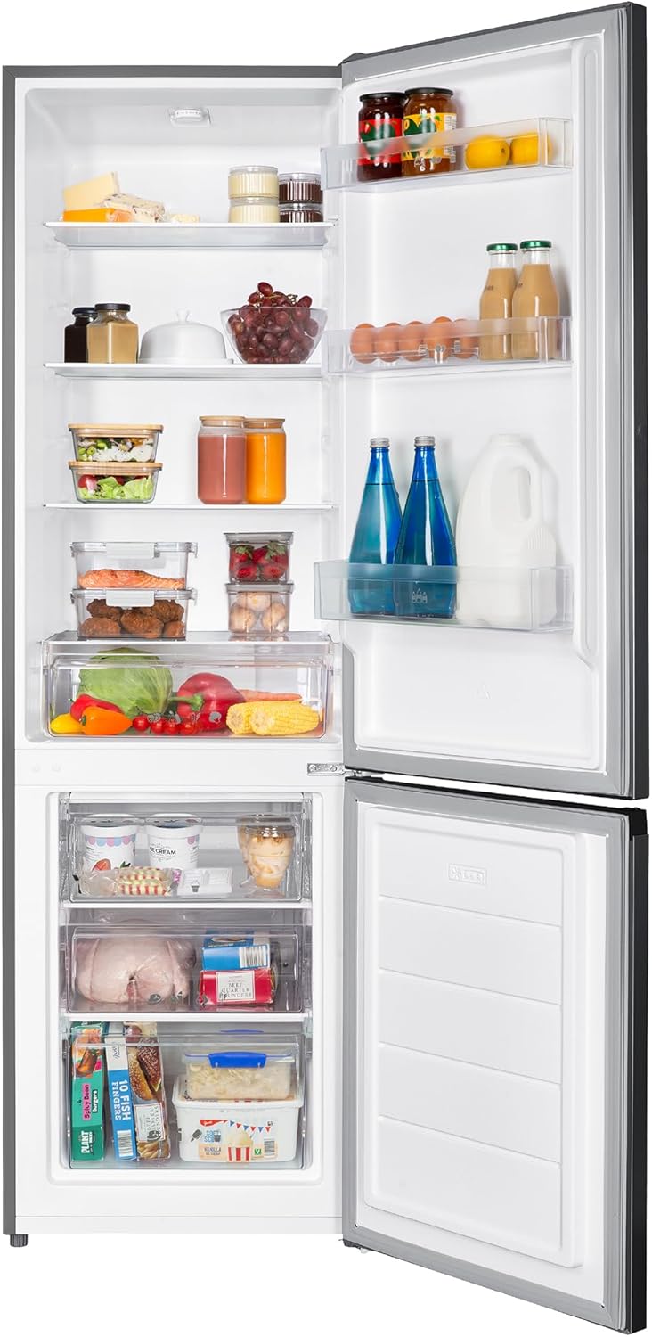 Abode Fridge Freezer 262 Litre Freestanding with Reversible Door, Adjustable Thermostat & Feet 70/30, 180cm High & 55cm Wide, LED Light, Stainless Steel A180FF552E1SS - Image 3