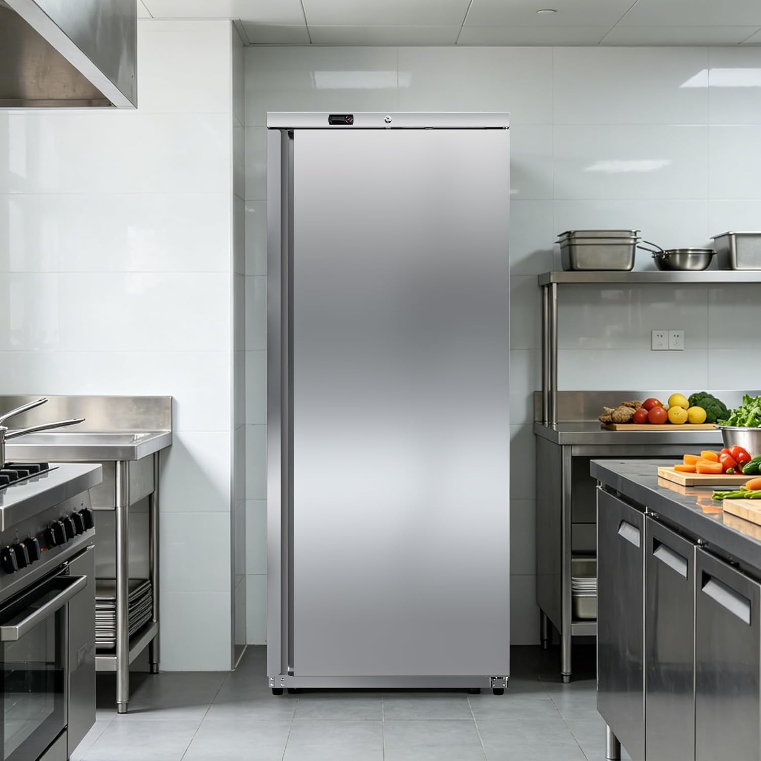 Rockit 600L Commercial Upright Freezer, Single Door Stainless Steel Commercial Freezer with 4 Adjustable Shelves, -22°C to -18°C Fan Cooling Cabinet Freezer for Restaurant, Kitchen, Energy Class B - Image 8