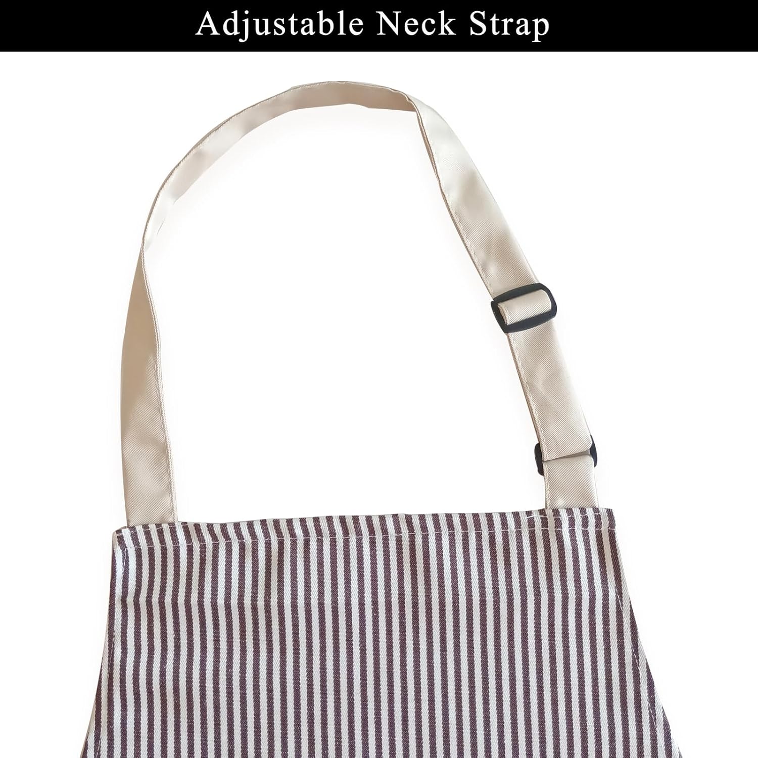 DILLMAN Kitchen Cooking Adjustable Aprons - Men Women Bib Soft Chef Stripes Apron with 2 Pockets - Image 6