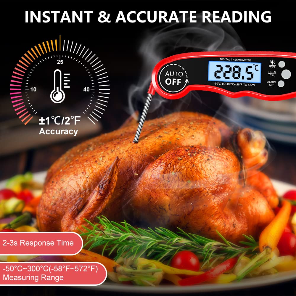 CIRYCASE Meat Thermometers, Fast & Precise Read Food Thermometer with 102cm Wire Probe, Backlight LCD Display, Digital Thermometers, BBQ Thermometer for Kitchen, Outdoor Cooking, Liquid & Grill - Image 2